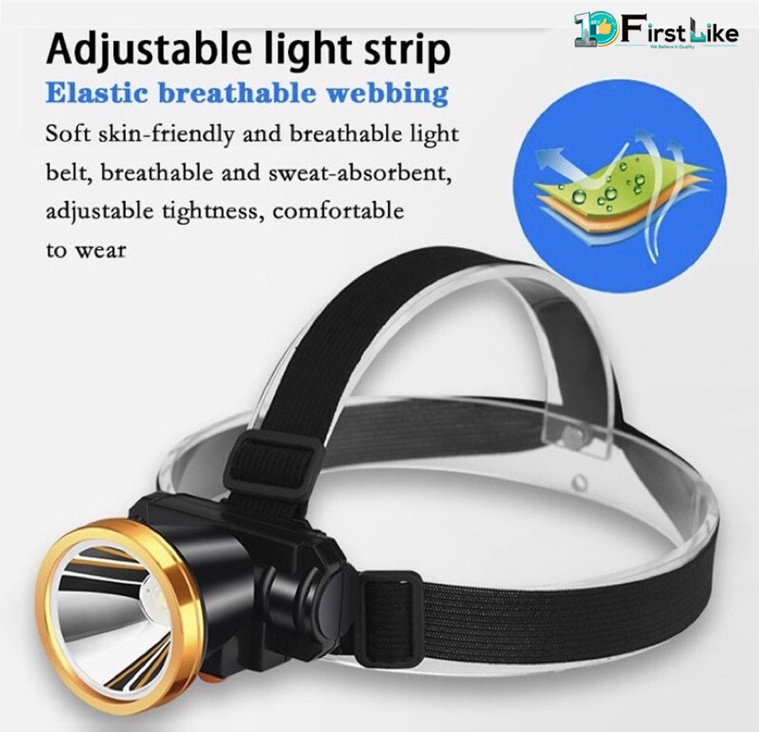 Image of VR Bright Lite Long range RECHARGEABLE HEAD LIGHT Torch 75W( WATERPOOF) R171 Torch (Black, 10 cm, Rechargeable)