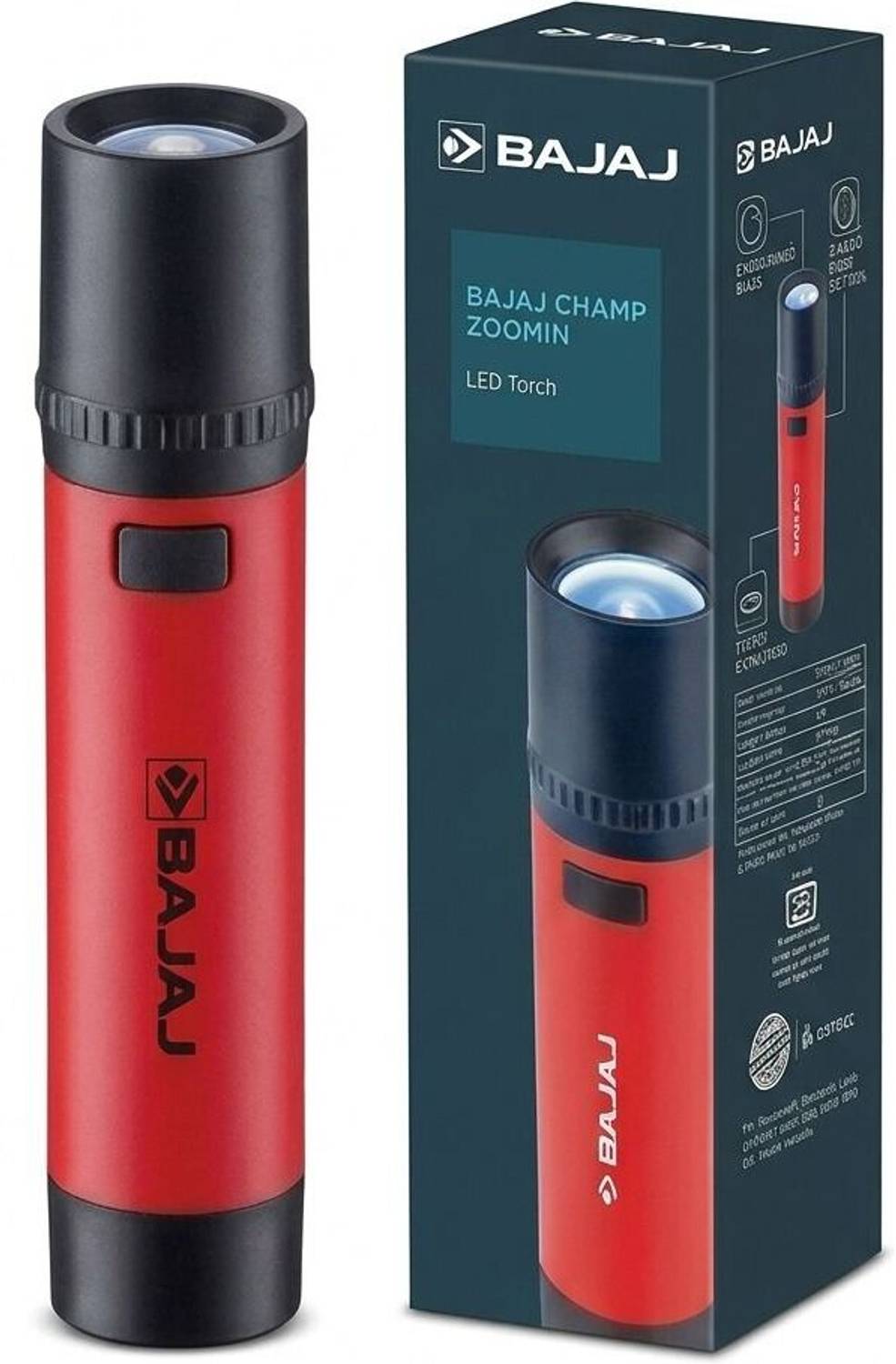 BAJAJ 1W (ZOOMIN NEW ) LED TORCH RED PACK OF-01 Torch