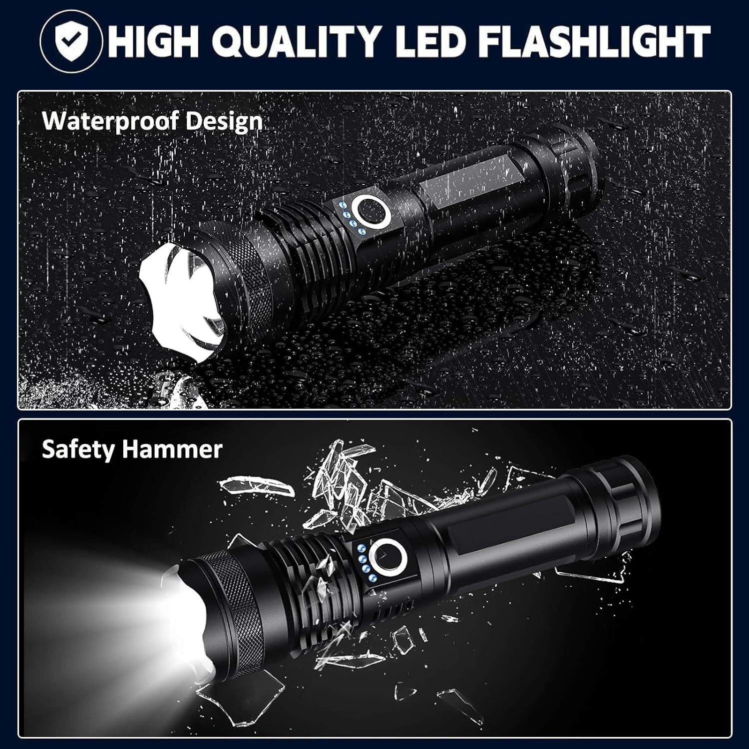 Image of Dazzel Flex M376 (ZOOMABLE METAL LED )5 Modes Flashlight, Super Bright 150W Light Torch