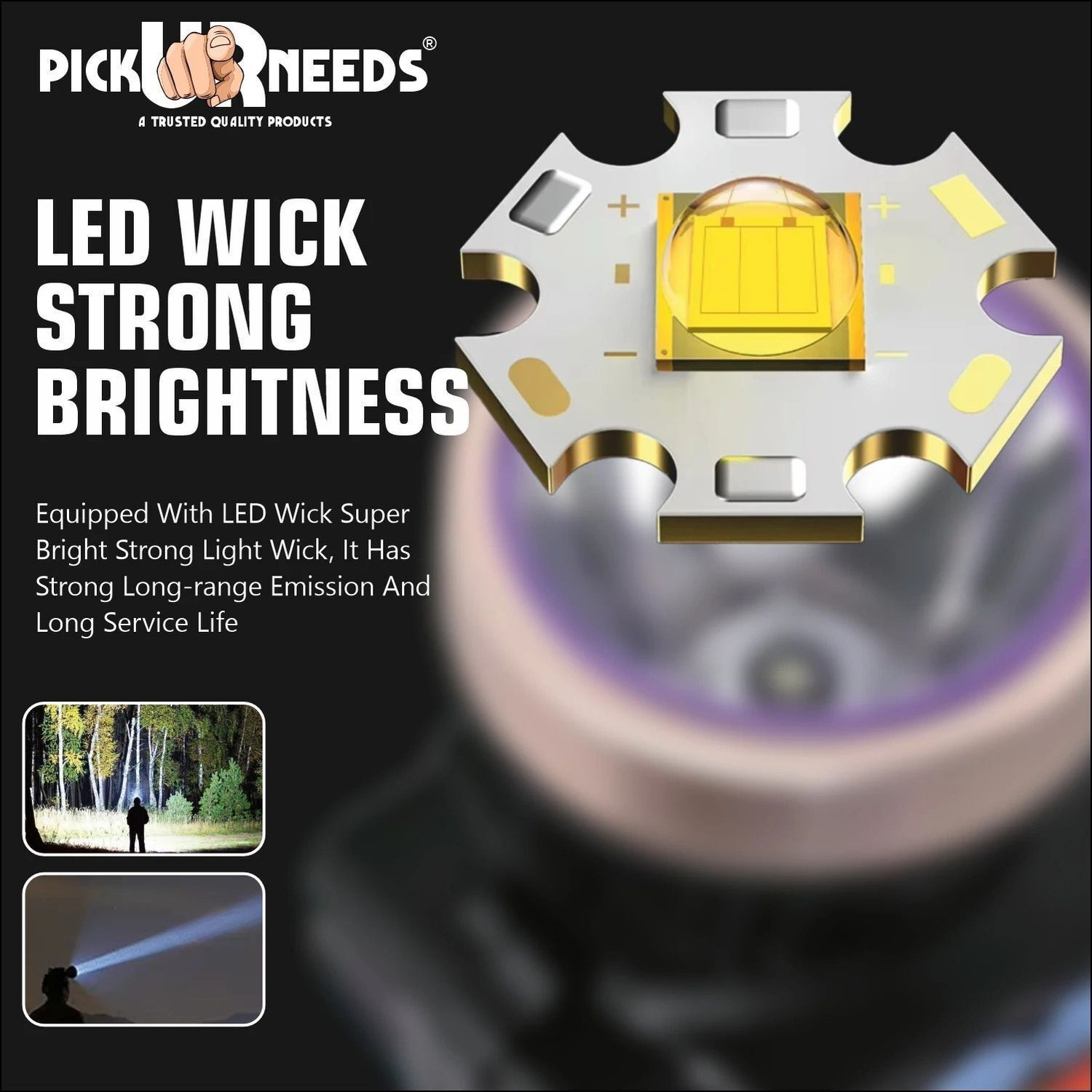 Image of Pick Ur Needs 150 Watt Laser Rechargeable Headlamp With 2400 mAh Lithium Battery Type C Charge Torch