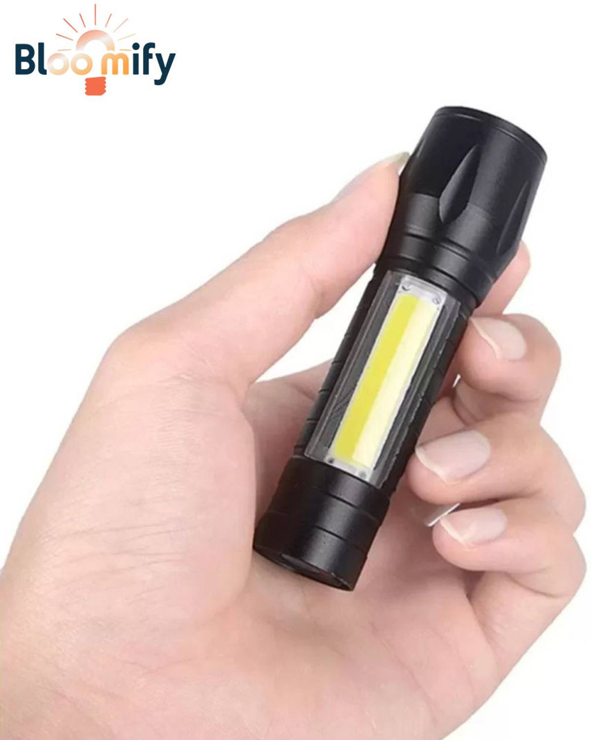 BloomiFy BMT-M2 Compact Rechargeable Metal Torch – Waterproof & Pocket-Sized Torch