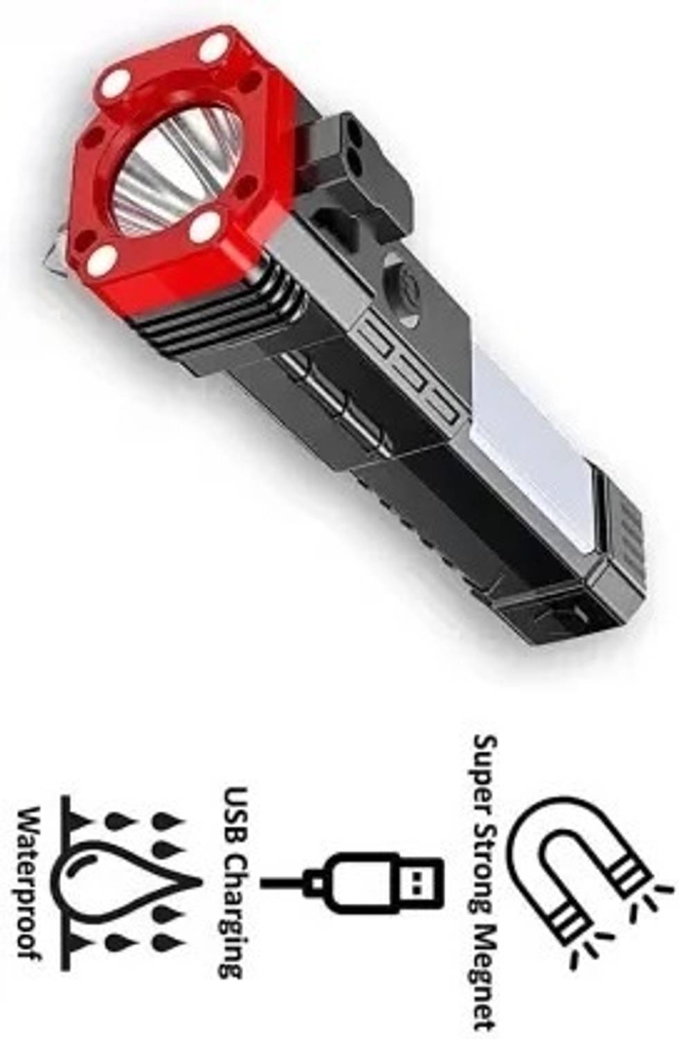 BSVR 4Modes LED Torch+Hammer+Seat Belt Cutter+Power Bank 206 12 hrs Torch Emergency Light