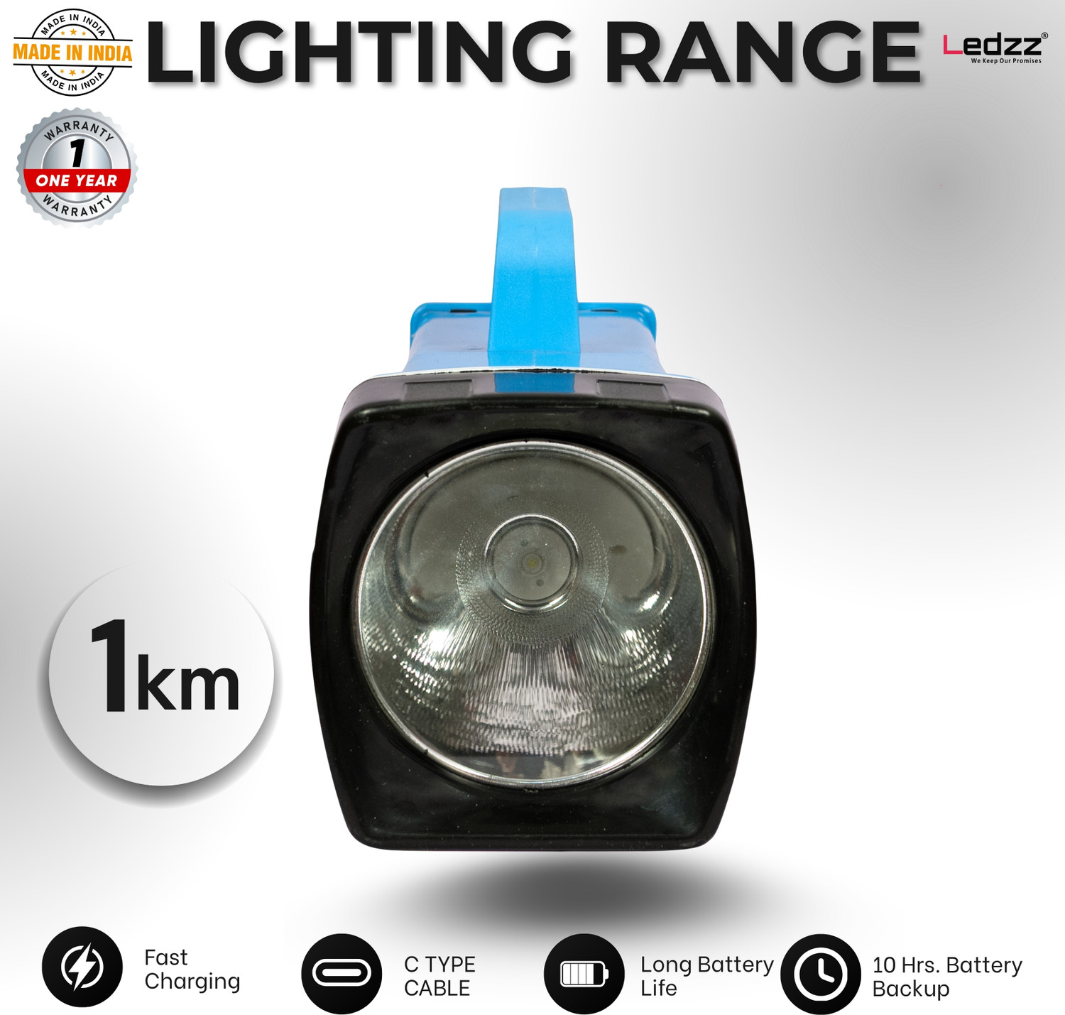 Image of LEDZZ Rechargeable LED Torch Light 50W High Power Long Range 6000mAh Battery Torch