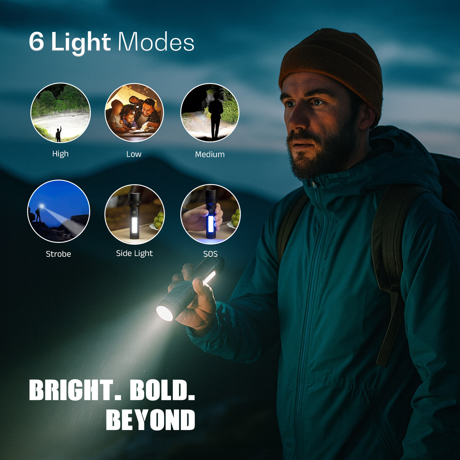 Image of iBELL Castor AURA200 Rechargeable Torch Light ,6 Light Mode,Telescopic Zoom, LED Torch