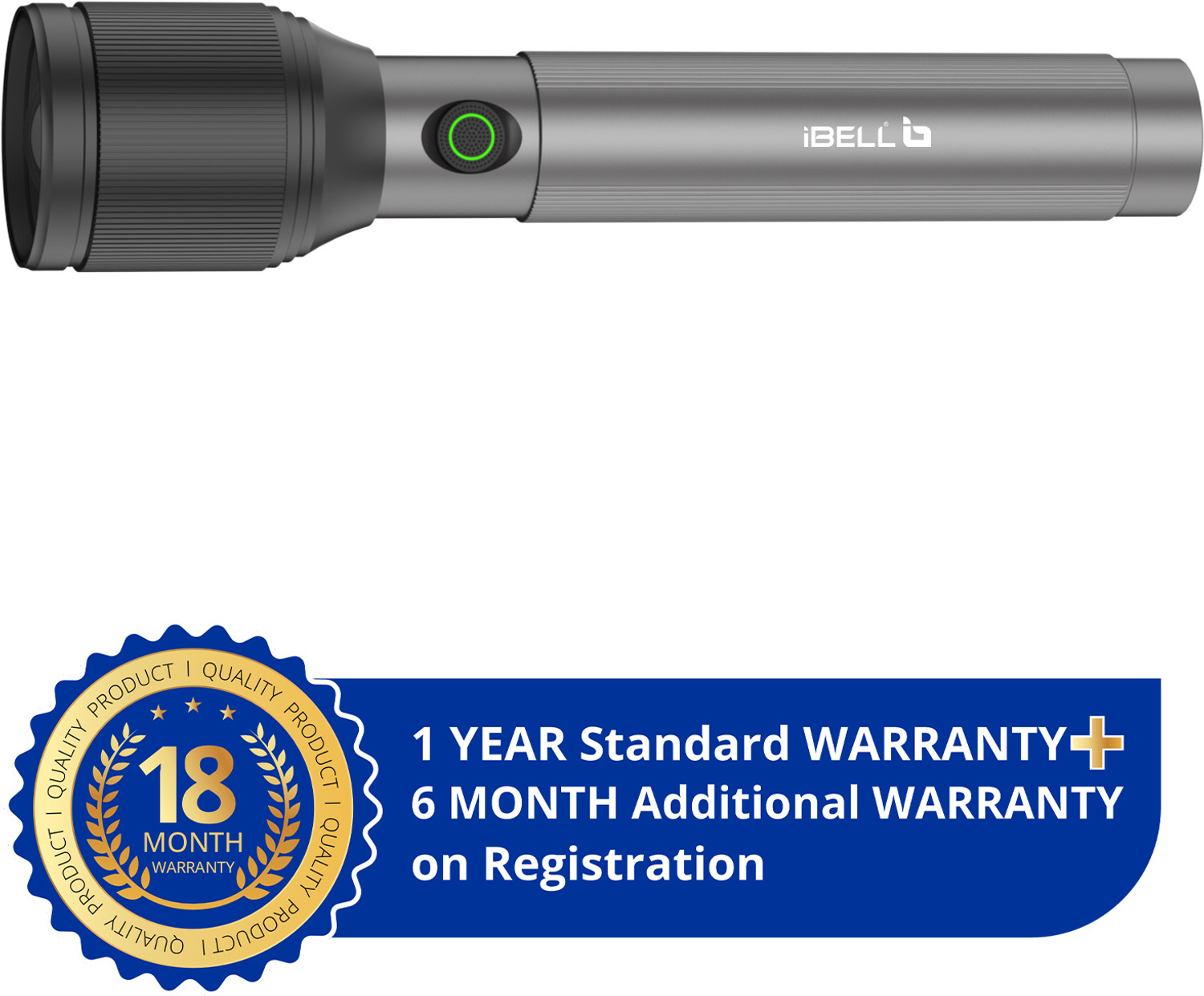 Image of iBELL LUMINEX900 Rechargeable Torch light,3 Light Mode,Telescopic Zoom,Type C Charging Torch