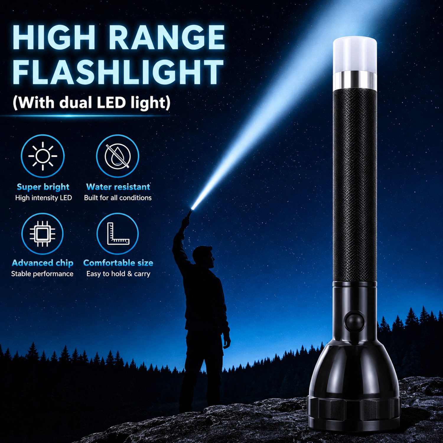 Image of CRENTILA 9050 Premium Rechargeable Torch Light High Brightness LED Searchlight with Lamp Torch
