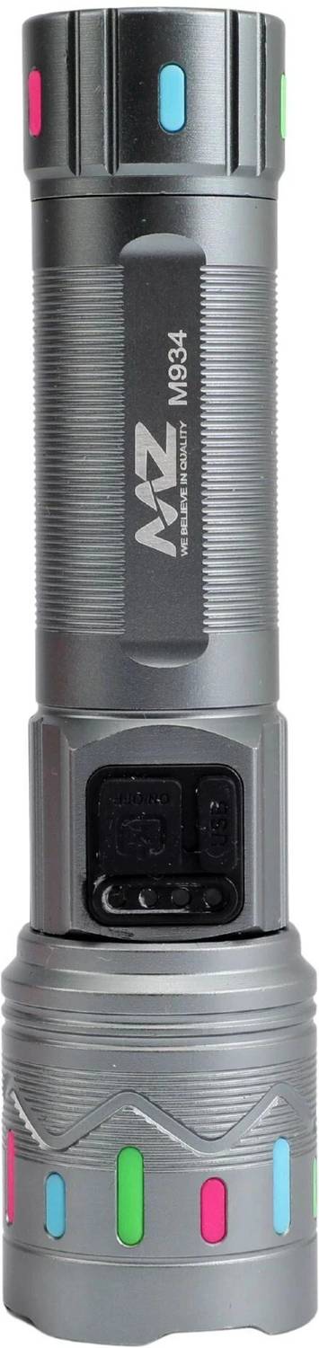MZ M934 (RECHARGEABLE LED METAL TORCH) Zoomable 100W, 4 Modes