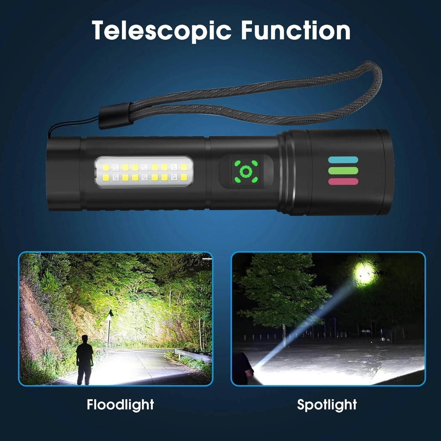 Image of JMALL M33 100W Rechargeable LED Metal Torch with Zoom Head & Blinker Light Torch