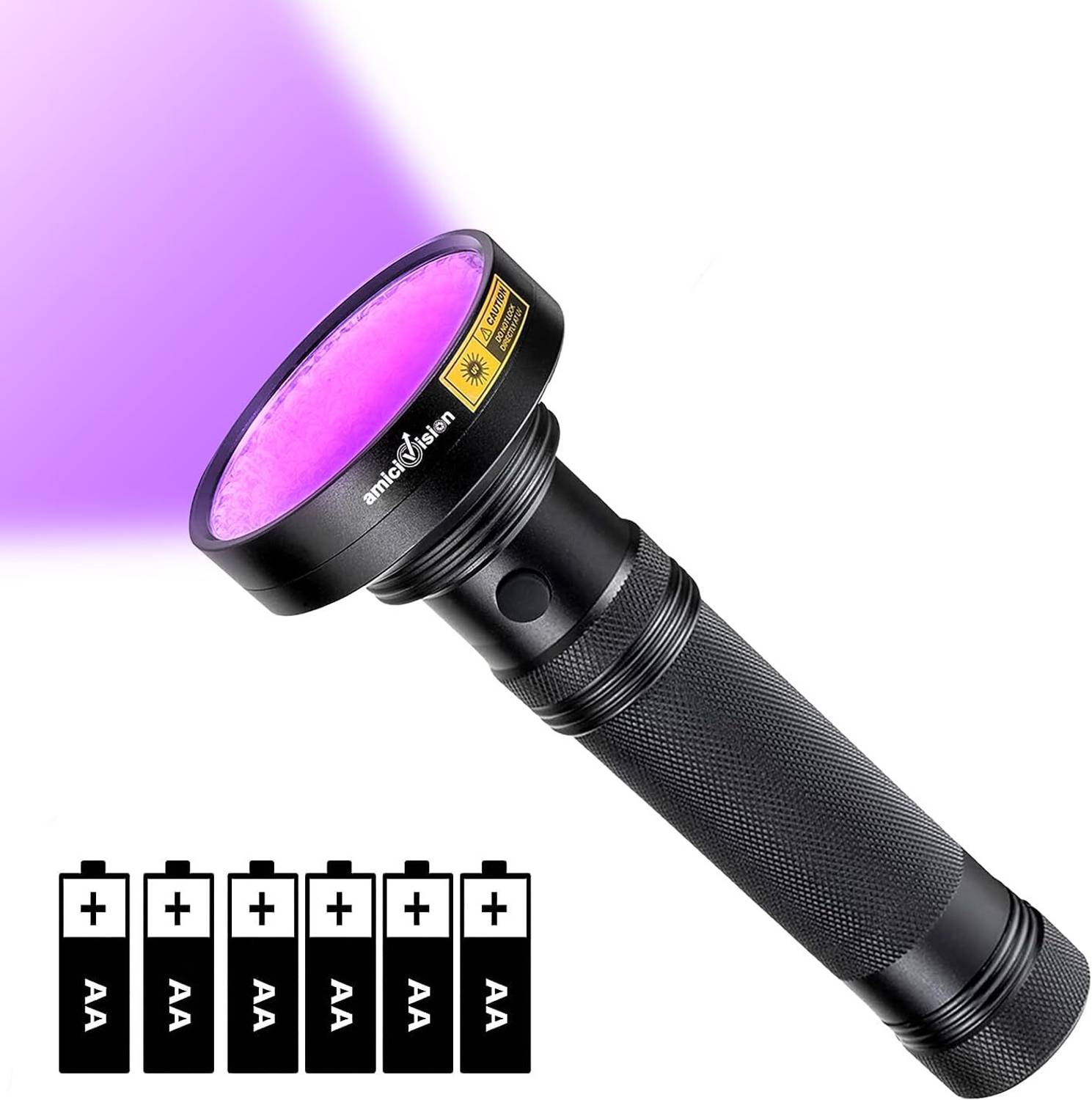 amiciVision 18W 100 LED UV 395nm Detector Torch with 6 Battery Torch
