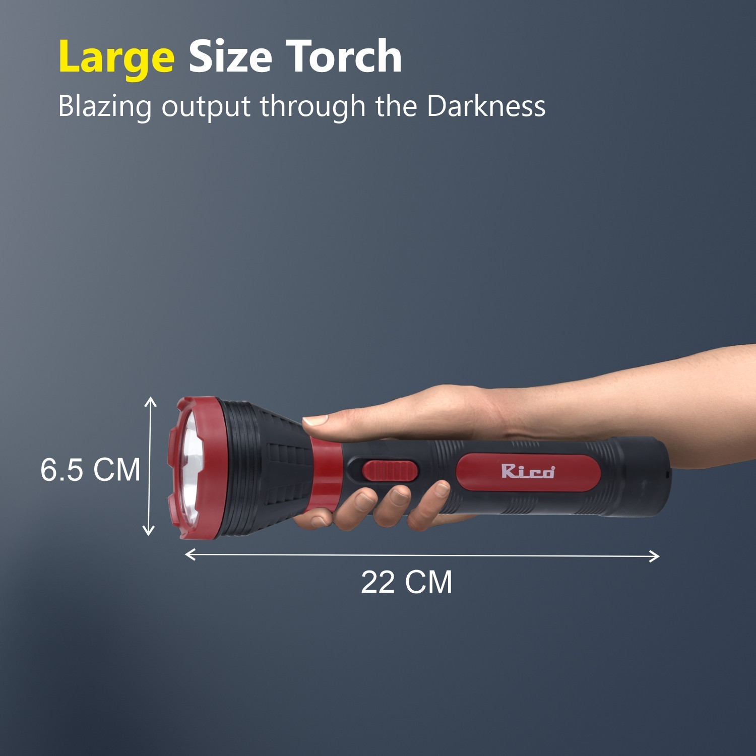 Image of Rico RT1526 Rechargeable Torch Light| Emergency Led Torch Light| Upto 2700 CM Torch