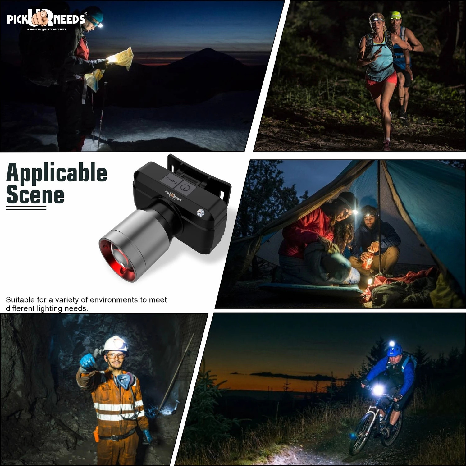 Image of Pick Ur Needs 200W Emergency Head Lamp Laser Light 1200mAh Battery With Zooming Feature Torch