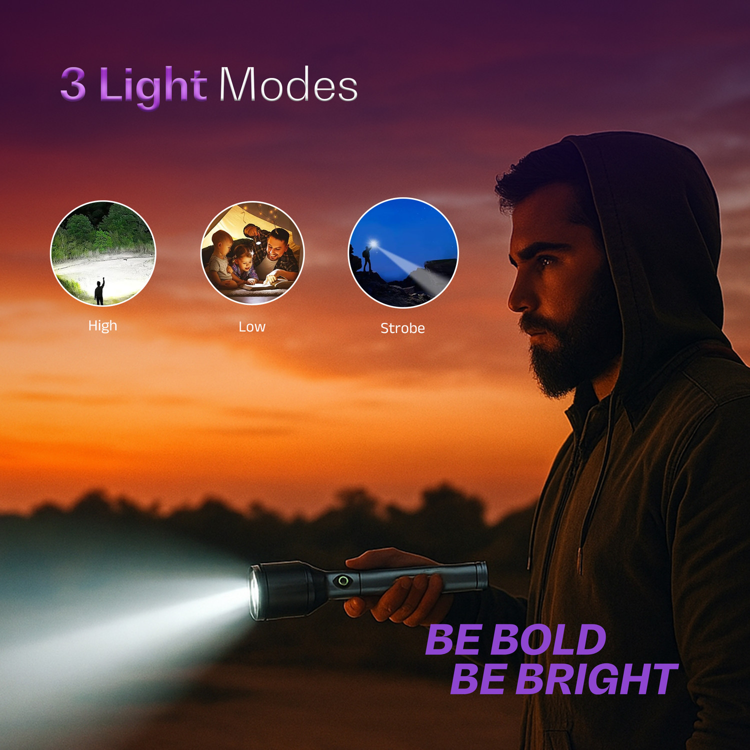 Image of iBELL LUMINEX900 Rechargeable Torch light,3 Light Mode,Telescopic Zoom,Type C Charging Torch