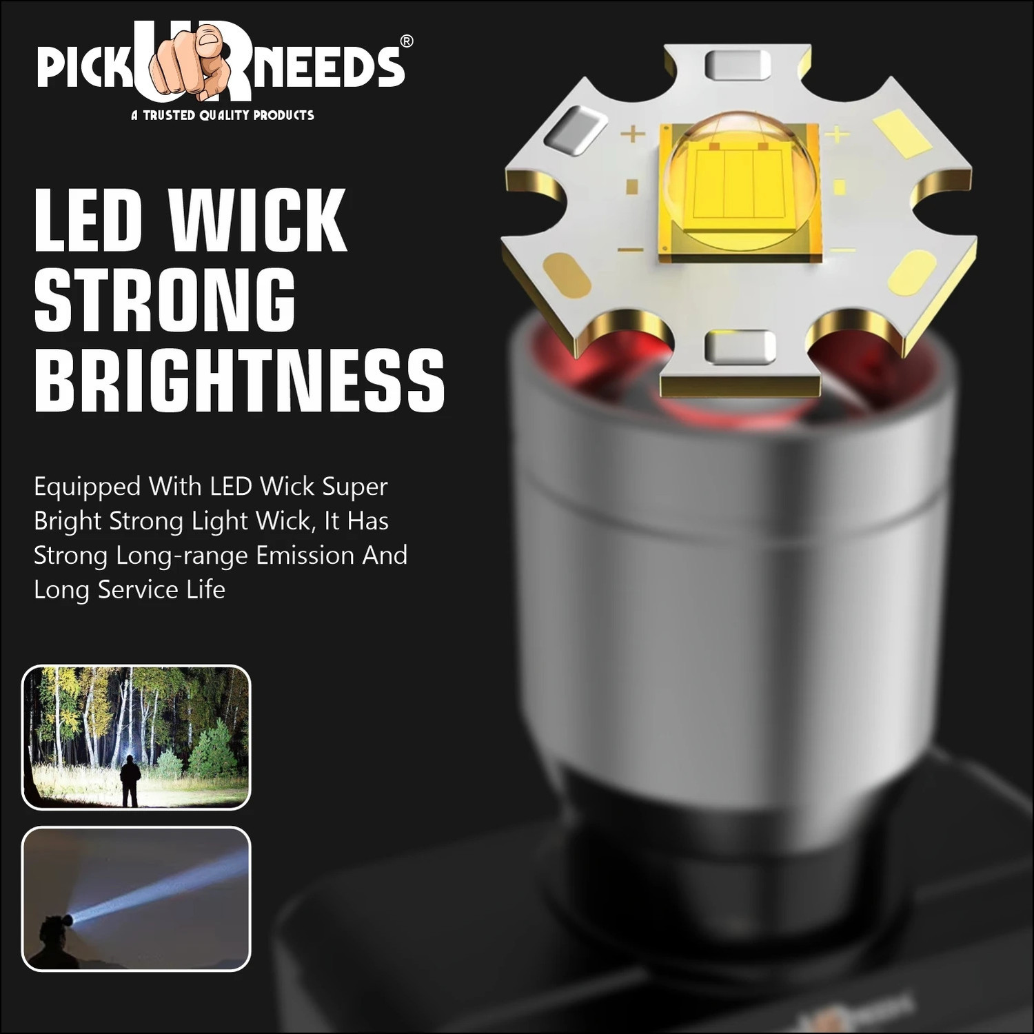 Image of Pick Ur Needs 200W Emergency Head Lamp Laser Light 1200mAh Battery With Zooming Feature Torch