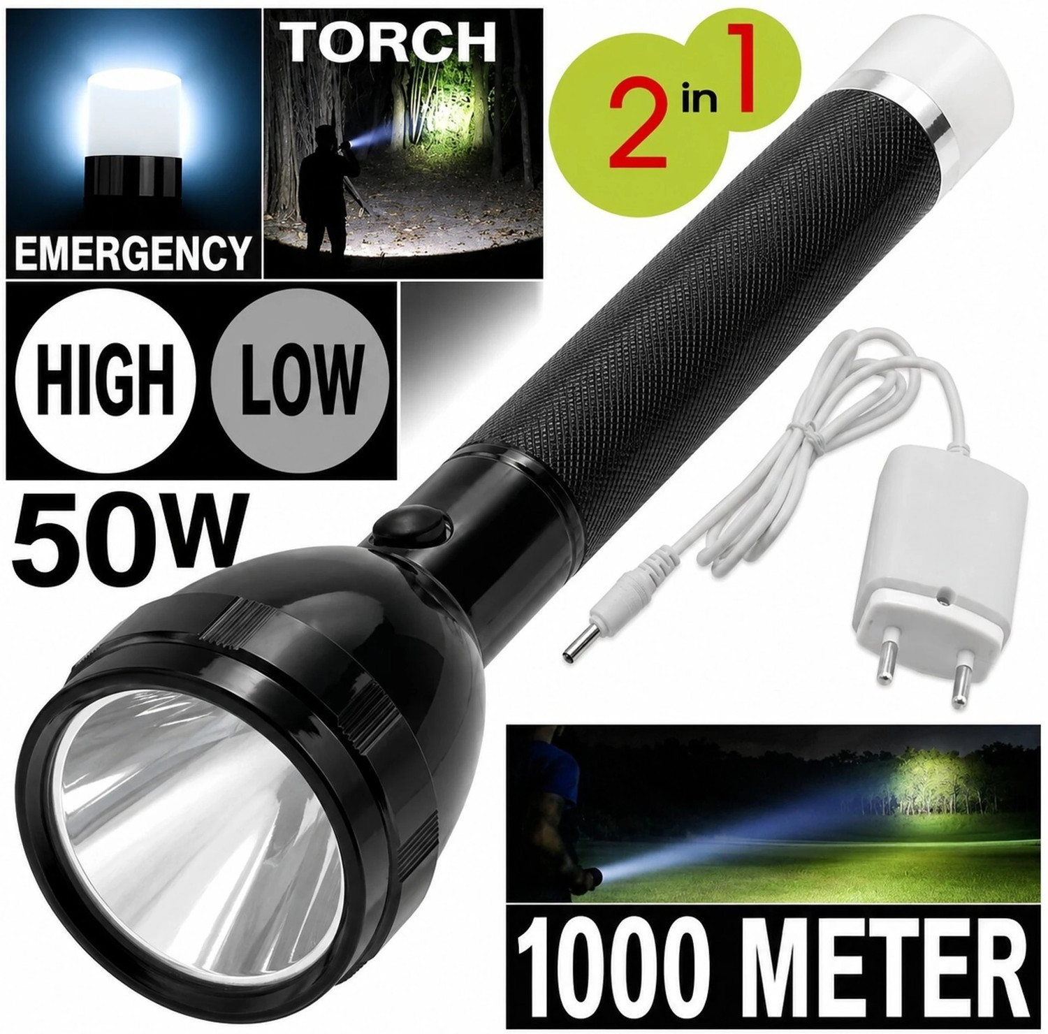 Image of CRENTILA 9050 Dual Mode Torch Light | Torch + Table Lamp | Rechargeable LED Emergency Torch