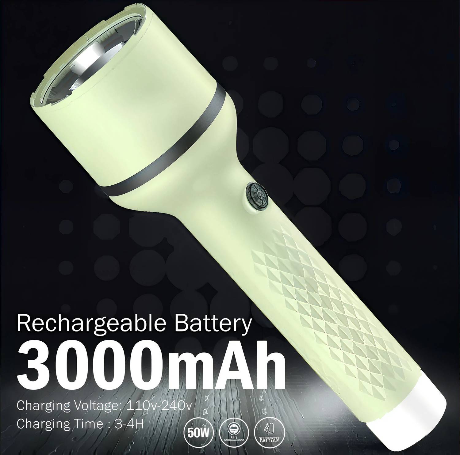Aubade Rechargeable 2 in 1 Long Distance Torch Up to 1 Km high power & Dual Battery Torch