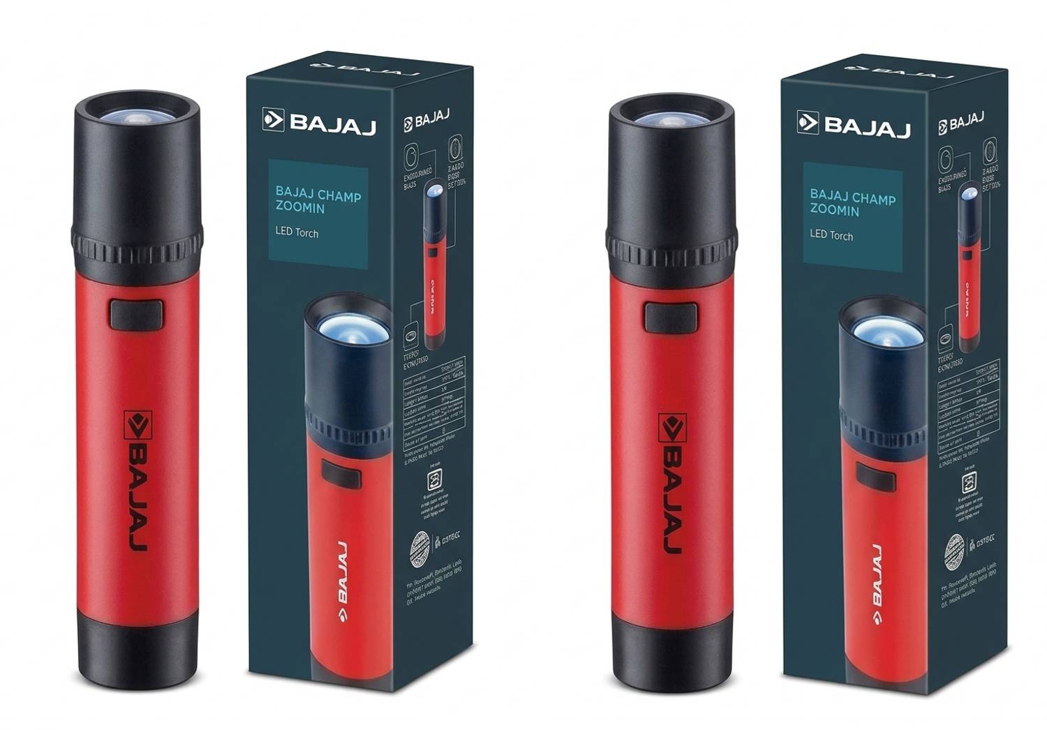 BAJAJ 1W (ZOOMIN NEW ) LED TORCH RED PACK OF-02 Torch