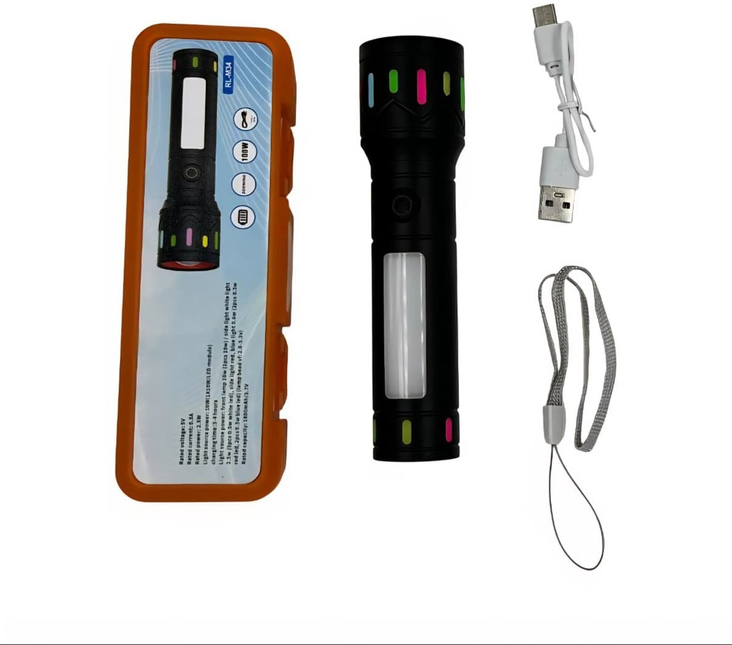 Image of Kay-Joy RL-M34 LED Torch Rechargeable Flashlight with Zoom Focus & Fast Charging Torch