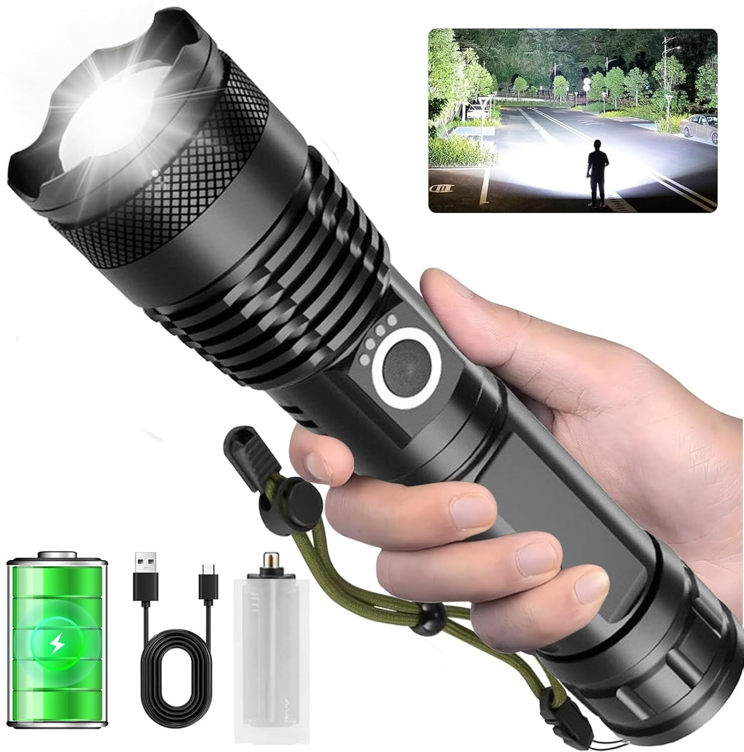Image of Dazzel Flex M376 (ZOOMABLE METAL LED )5 Modes Flashlight, Super Bright 150W Light Torch