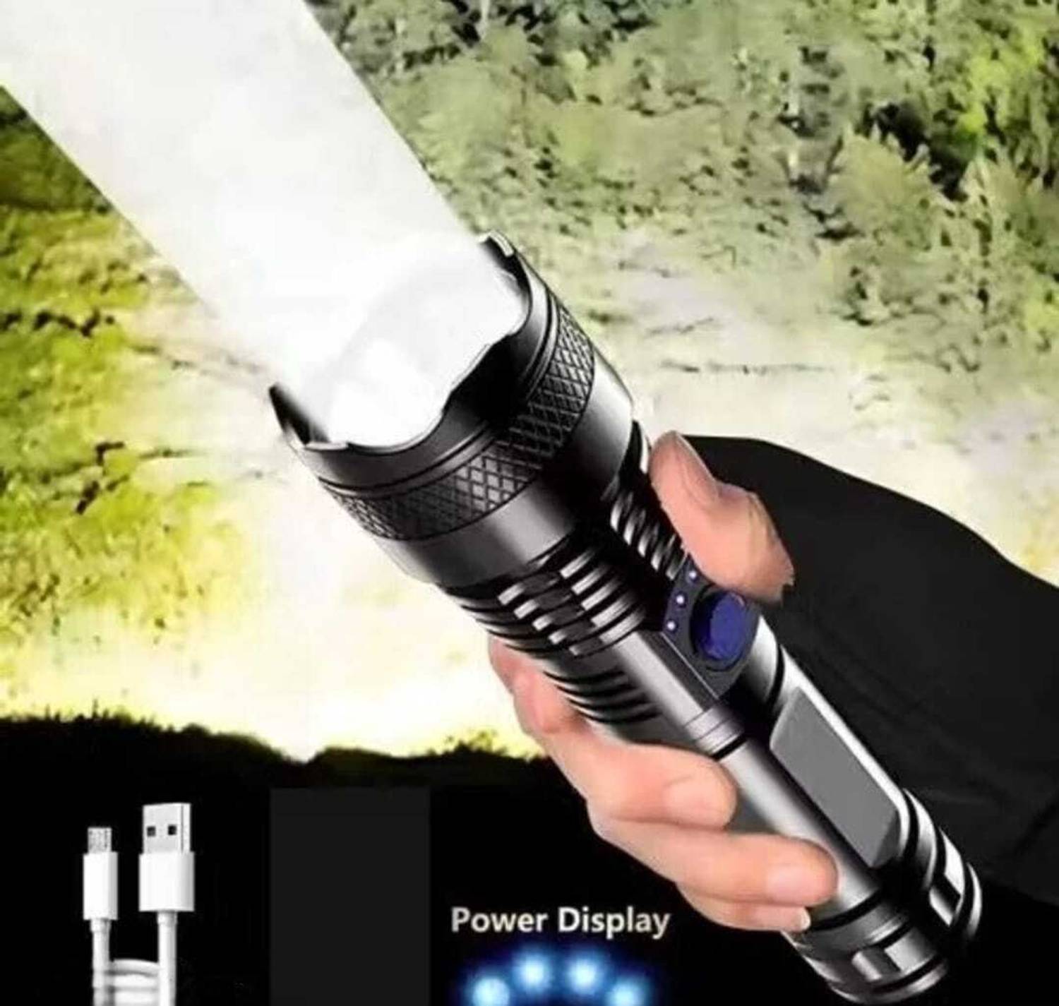 MZ Zoomable Metal5 Modes Flashlight, Super Bright 50w Light TorchM. Torch