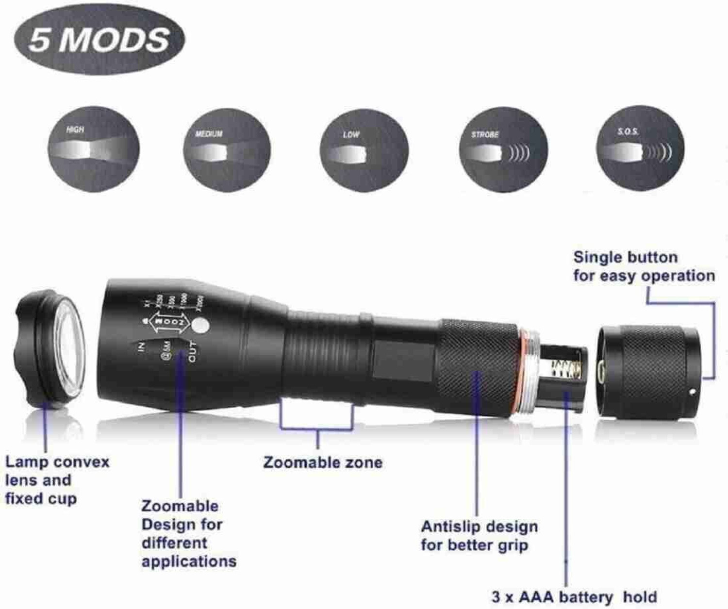 Image of Dotcom ed light 5 modes Zoom with Torch Torch