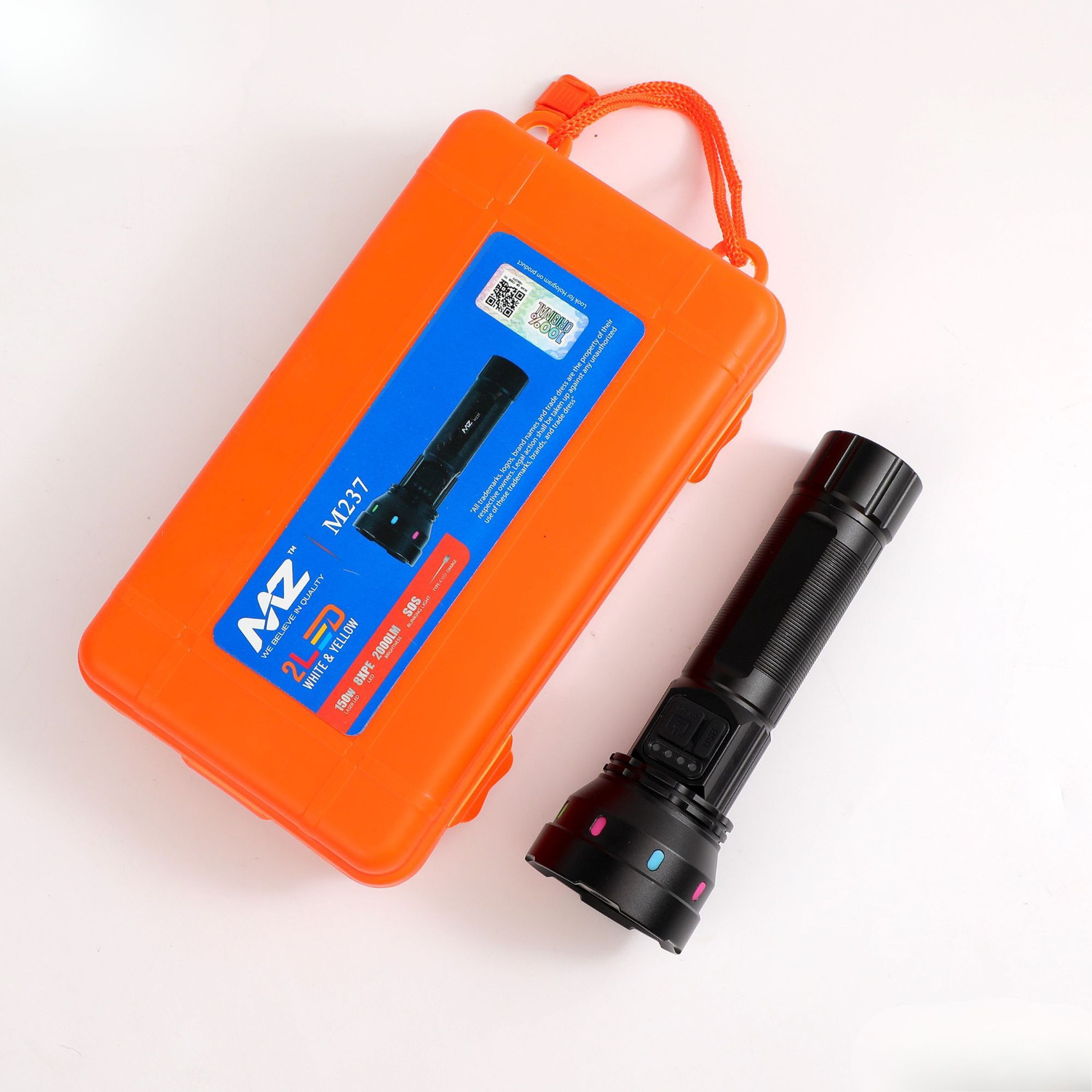 Image of MZ M237 (LED RECHARGEABLE METAL TORCH) 150W 8XPE LED with 2600mAh Battery Torch