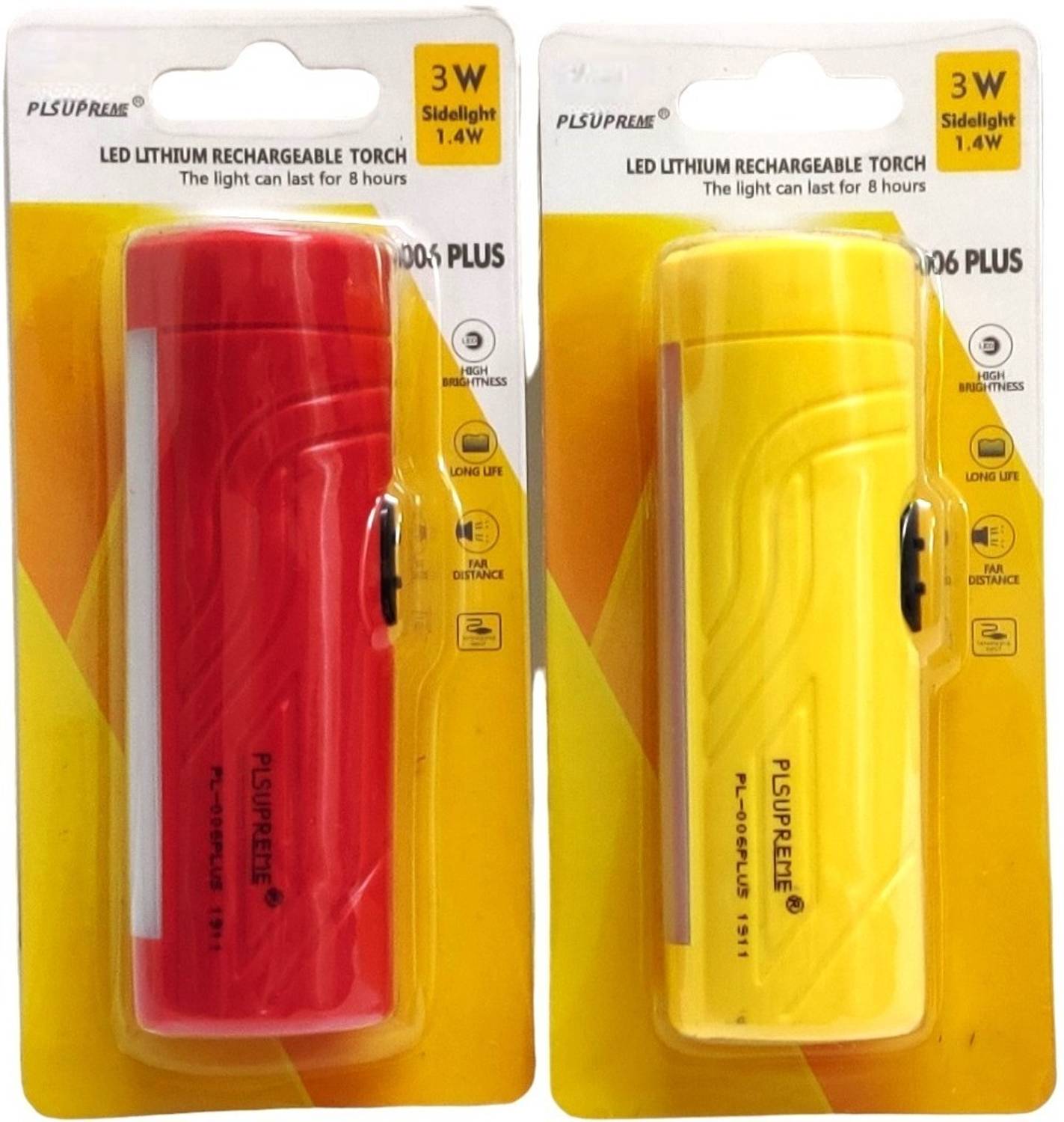 PLSUPREME ®Premium Quality 2 PCS PL-006 without charger 3W Torch Light|Emergency Light Torch