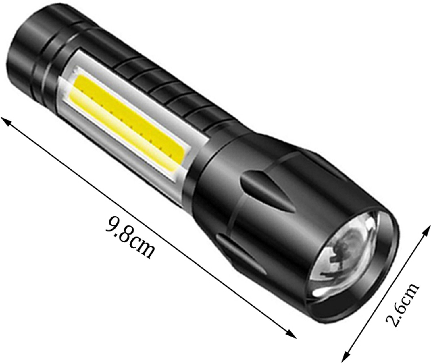 Image of zsd Rechargeable Waterproof Heavy Duty Mini USB LED Light COD 3 Modes Flashlight Torch (Black, 9.8 cm, Rechargeable)
