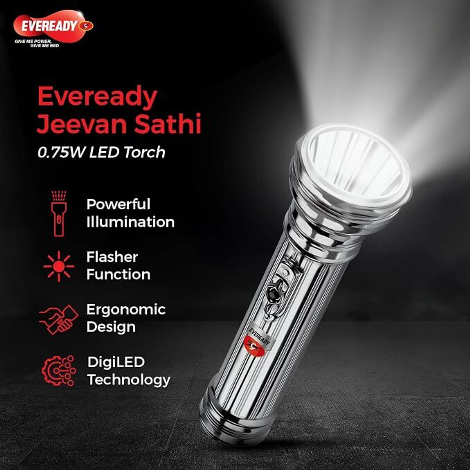 Image of EVEREADY Jeevansathi DL64, 0.75W Retro Emergency LED Torch Pack Of 4 Torch