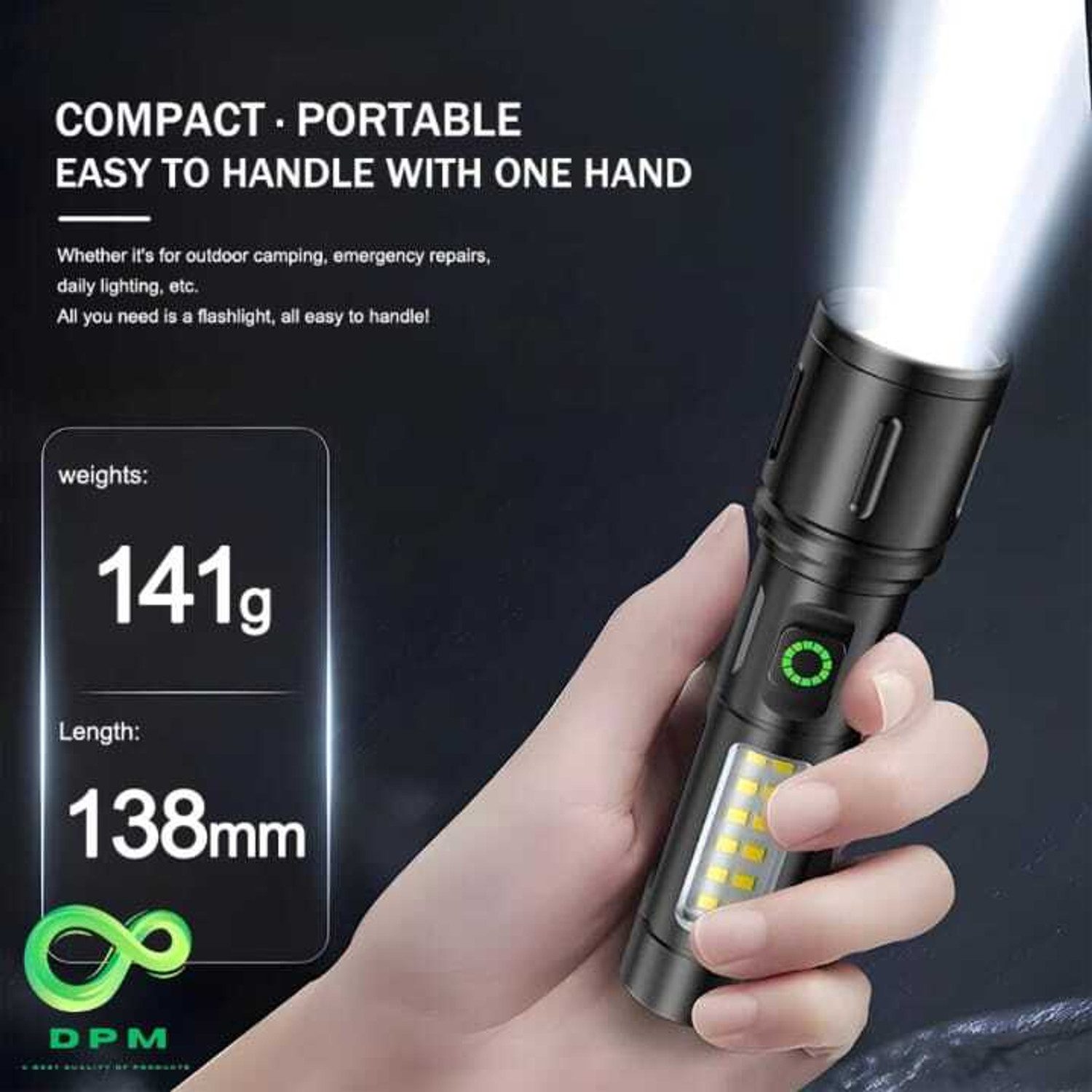 Image of TANSHA 603 Zoomable Metal 5 Modes Flashlight, Super Bright Cree T6 Led Light Torch Torch