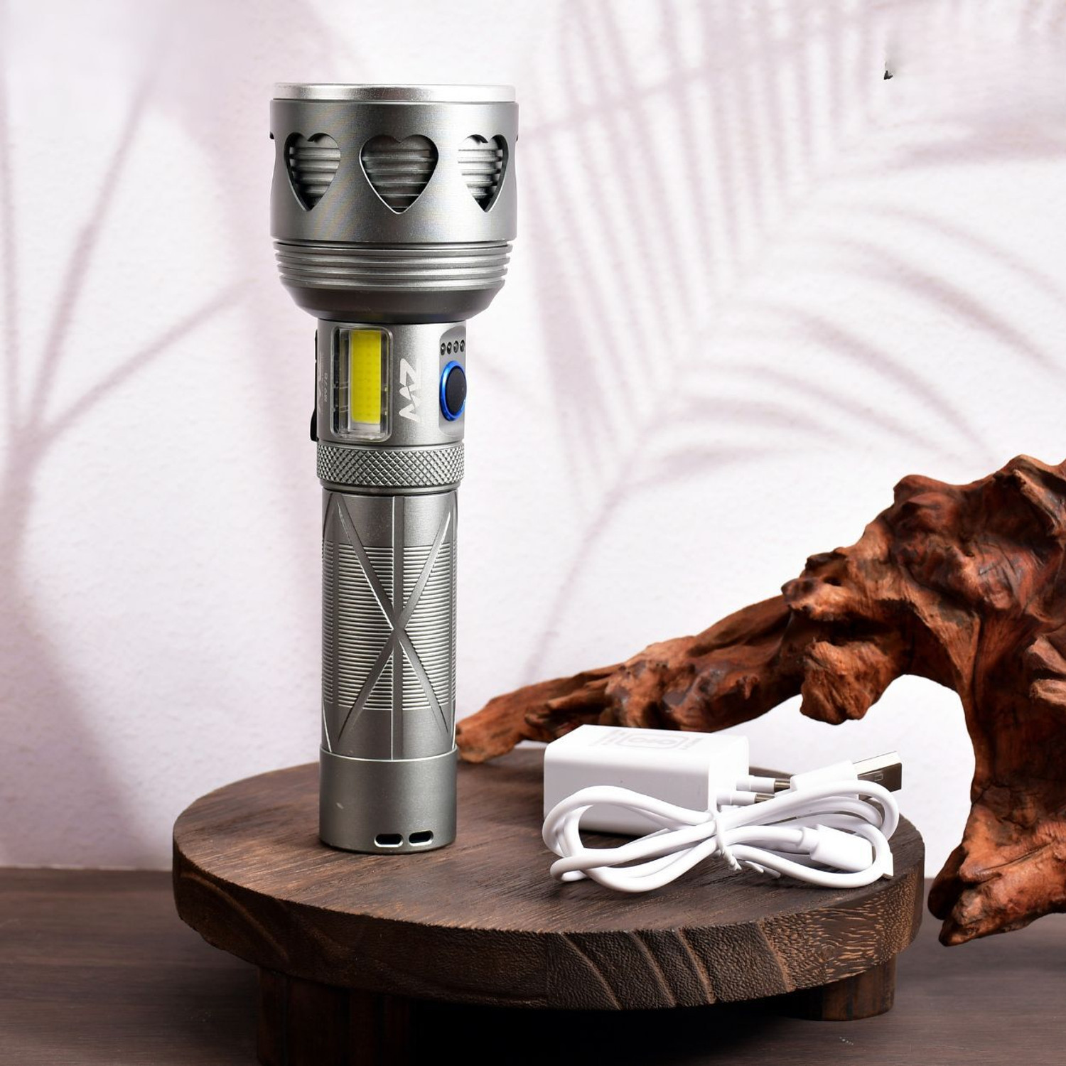 Image of MZ M978 (LED RECHARGEABLE METAL TORCH) Zoomable 250W Power & 5500mAh Battery,2000LM Torch