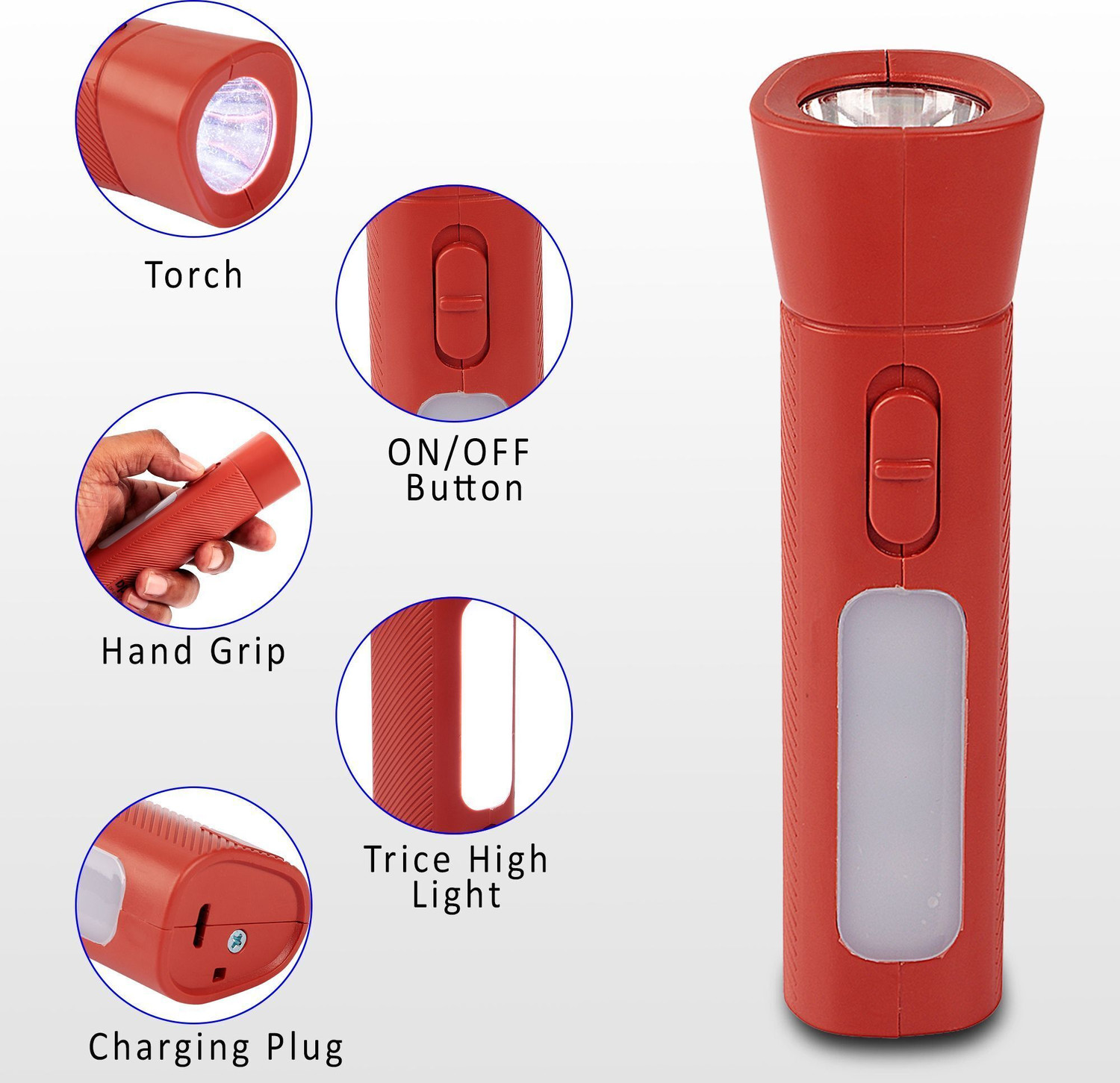 Image of Dp 9176 (LED RECHARGEABLE TORCH) Emergency Light + Torch 30W & 8 Hrs Operating Time Torch
