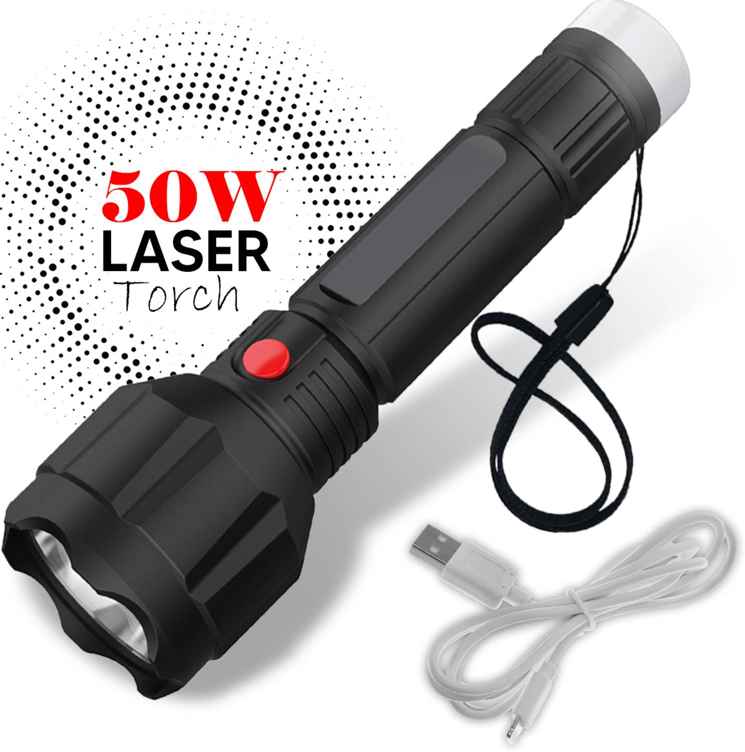 Pick Ur Needs 2 In 1 Light Mode Rechargeable Handy 50W Torch Light For Outdoor / Travel Usage Torch