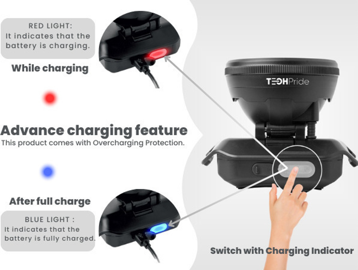 Image of TechPride LED Head light for farmers Camping Hiking Trekking Cycling caving Fishing Torch
