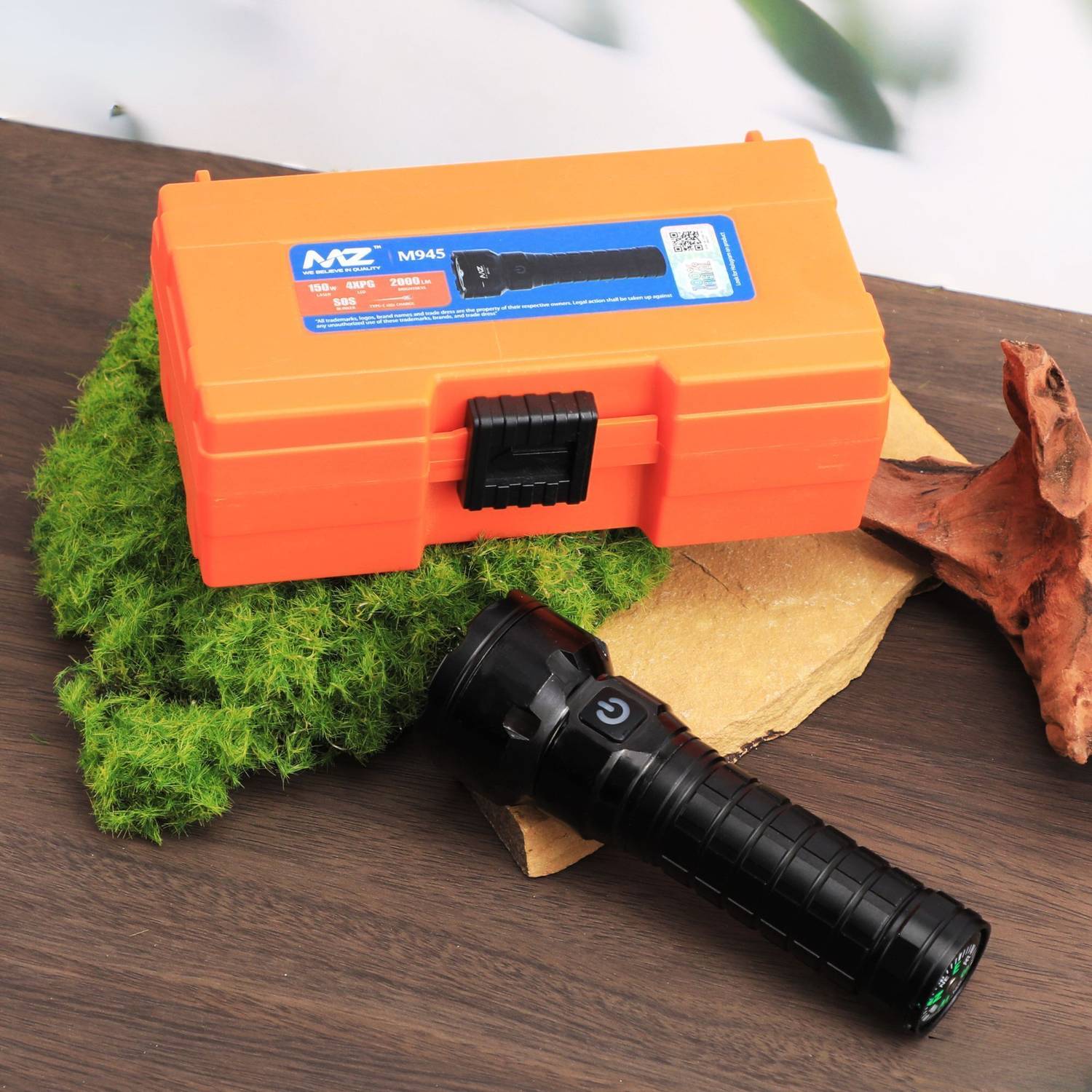 MZ M945 (RECHARGEABLE METAL TORCH) 4 Modes Flashlight, Super