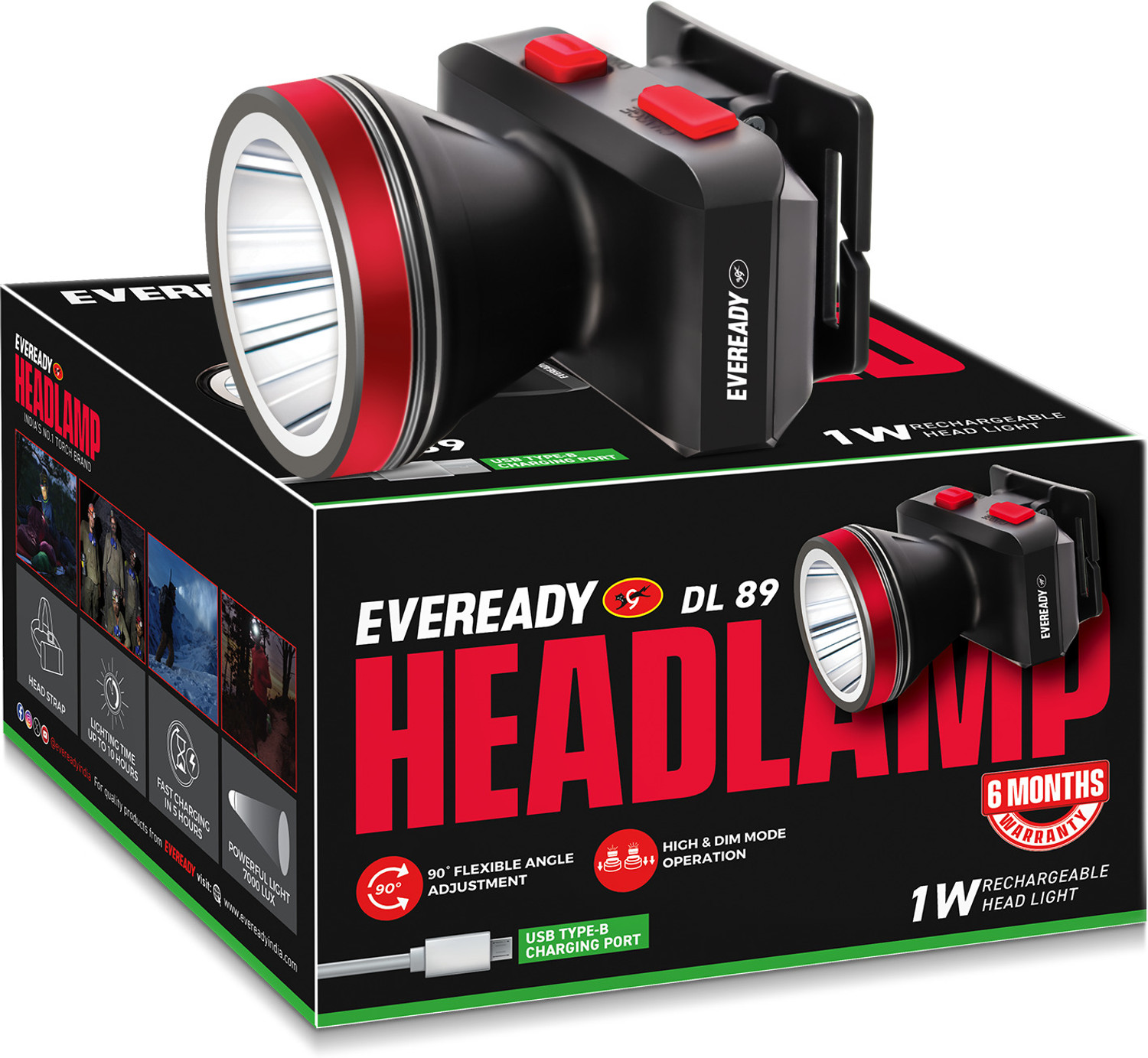 Image of EVEREADY Headlamp DL89, 90 Tilt Torch