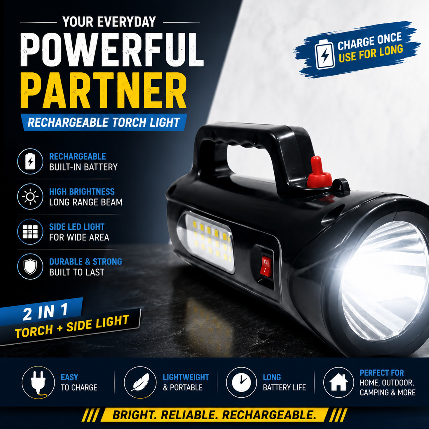 Image of WRYDO9 Super Bright Torch High Power with Focus Beam for Outdoor and Farming Torch