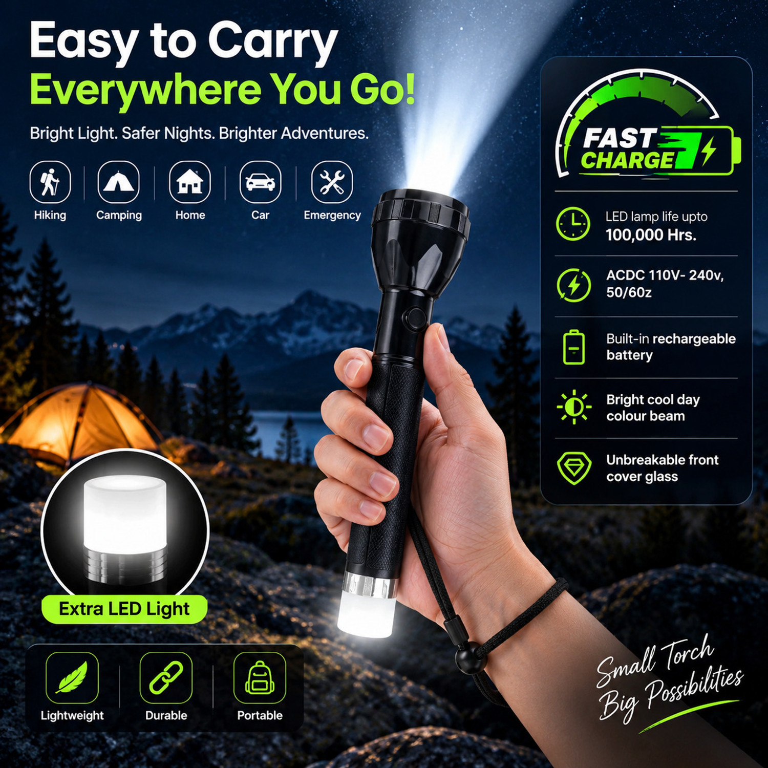 Image of MZ 9050 (ZOOMABLE METAL)5 Modes Flashlight, Super Bright 100W Light Torch