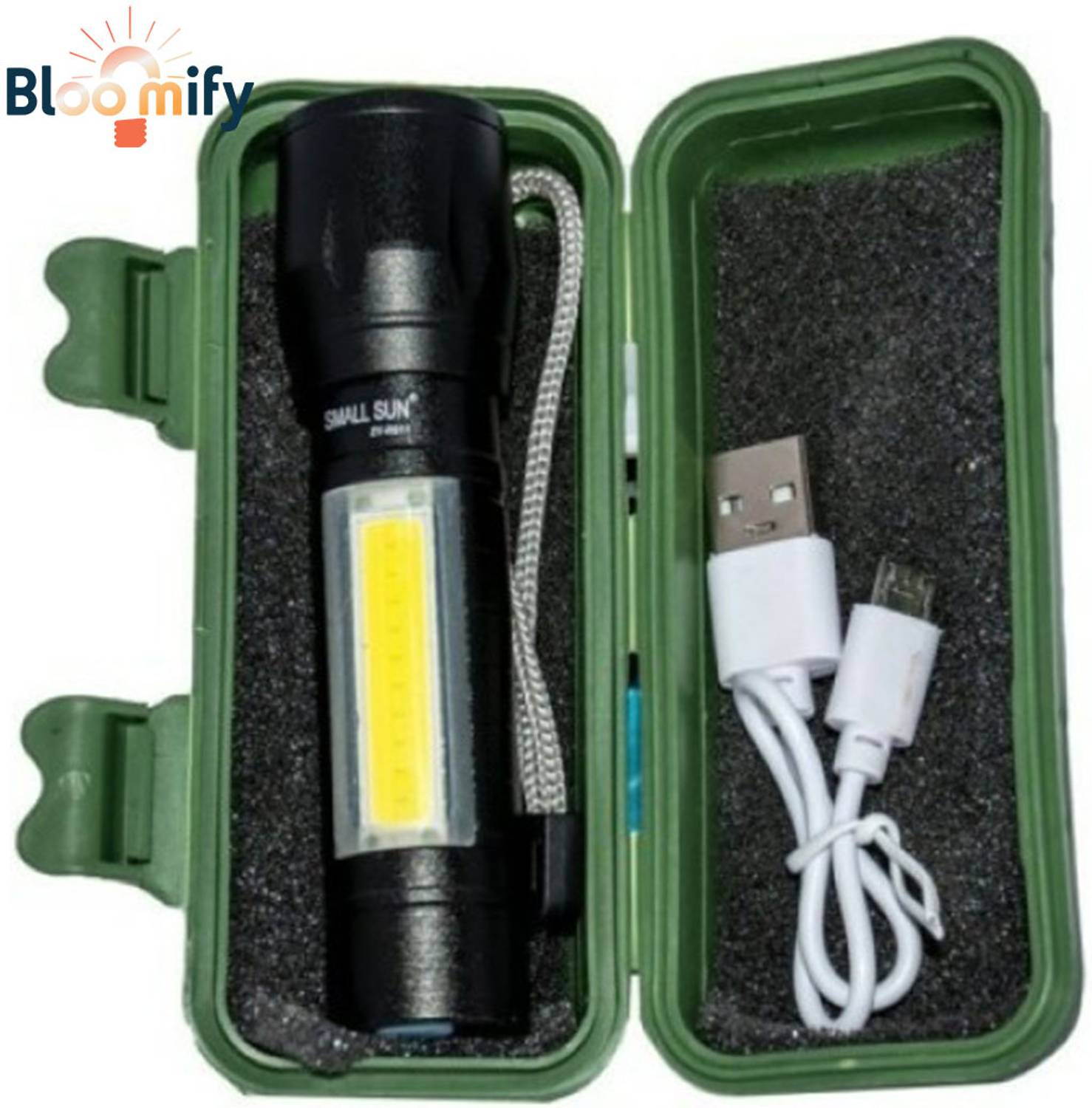 BloomiFy BMT-M2 Mini Metal Body Torch – Waterproof, Rechargeable, and Pocket-Sized Torch