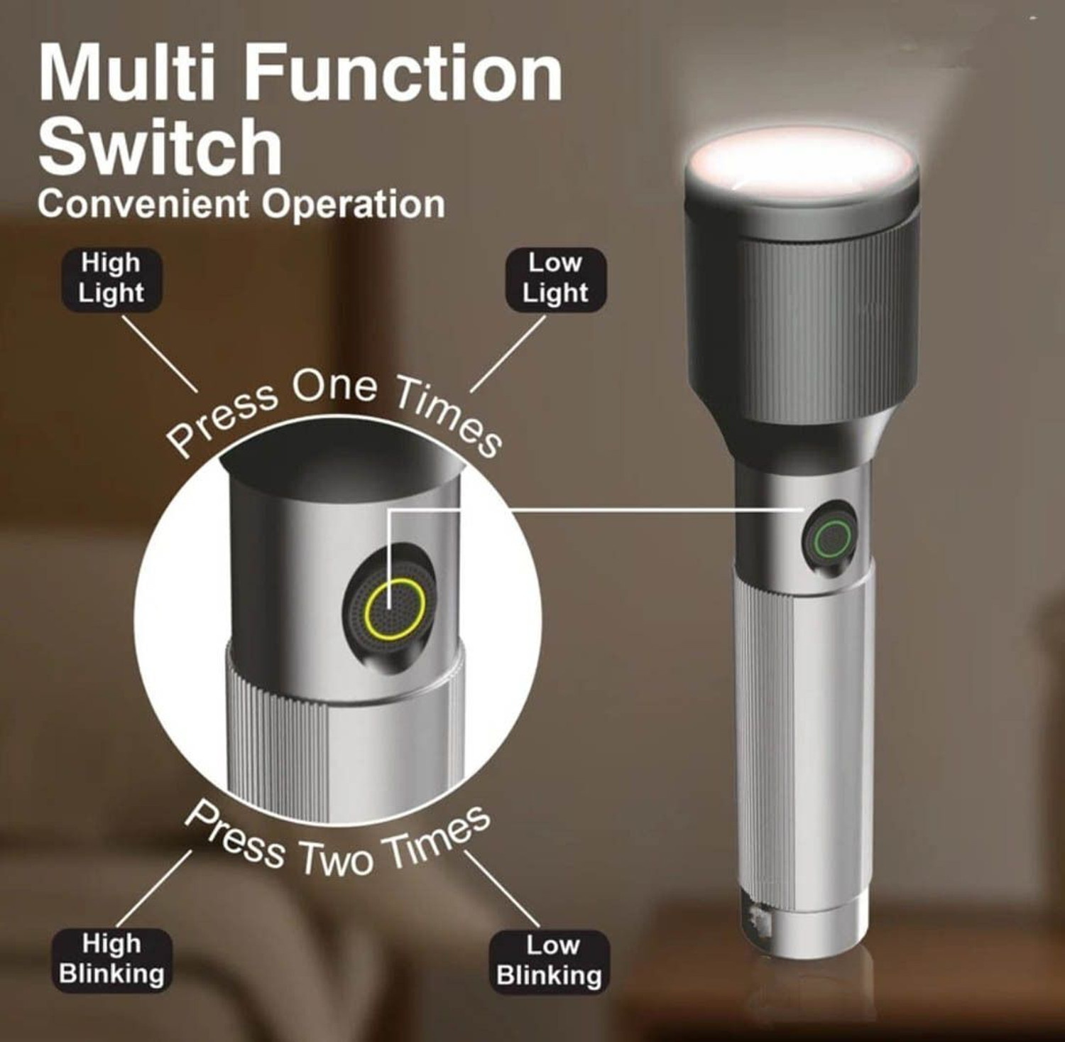 Image of Kay-Joy Powerful 100W LED Metal Torch RL-M11 - Laser LED & Type-C Charging Torch