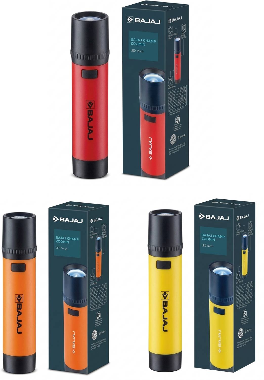 BAJAJ 1W (ZOOMIN NEW ) LED TORCH RED, YELLOW, ORANGE OF-03 Torch
