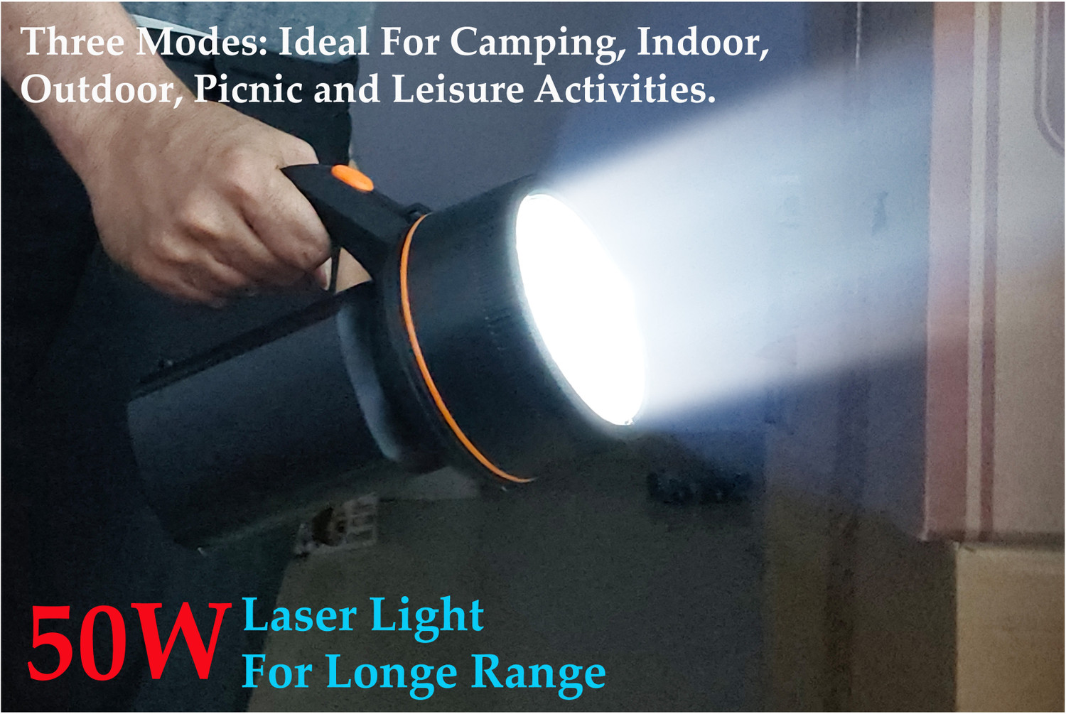 Image of TRX 1 km long range blinker led kisan bright light torch 50W 3mod heavy duty battery Torch