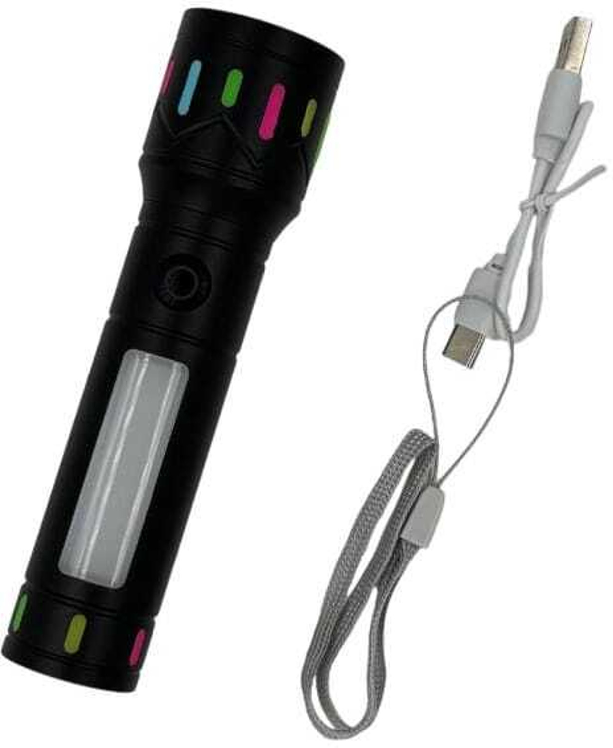 Image of Kay-Joy RL-M34 LED Torch Rechargeable Flashlight with Zoom Focus & Fast Charging Torch