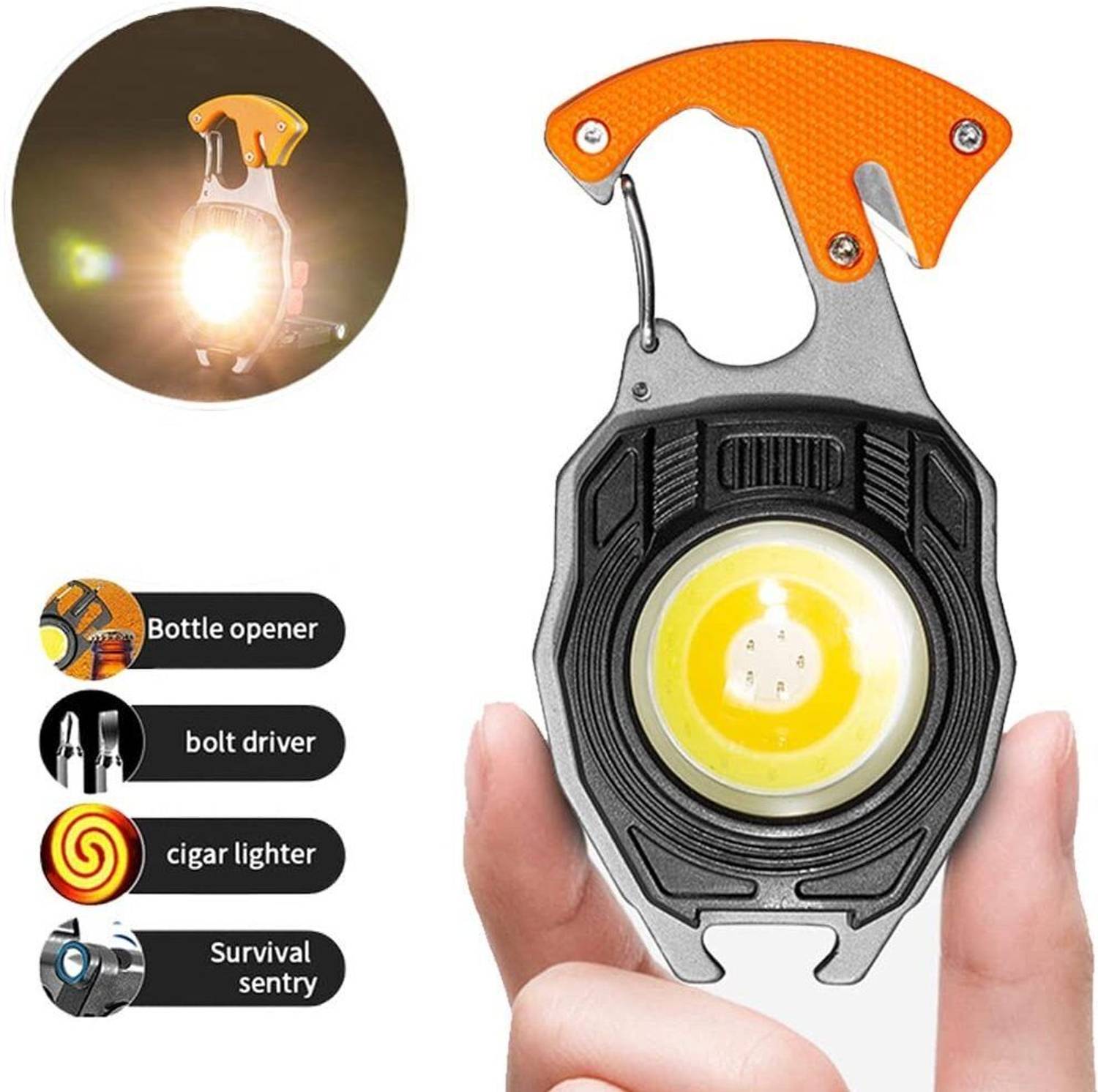 Aubade 6-in-1 Keychain Flashlight with Rechargeable Lighter Torch