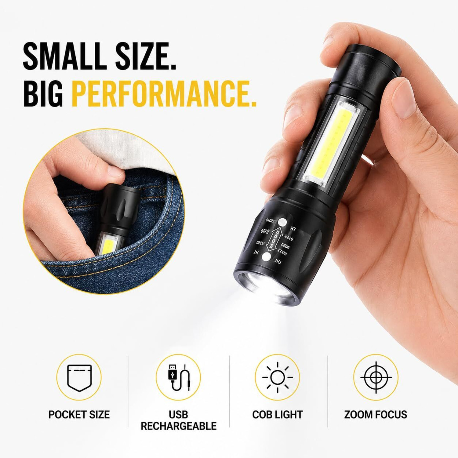 Image of Oximus Pro Series Pack Of 2 (911 torch) Rechargeable LED Flashlight Zoomable Waterproof Torch (Black, 12 cm, Rechargeable)