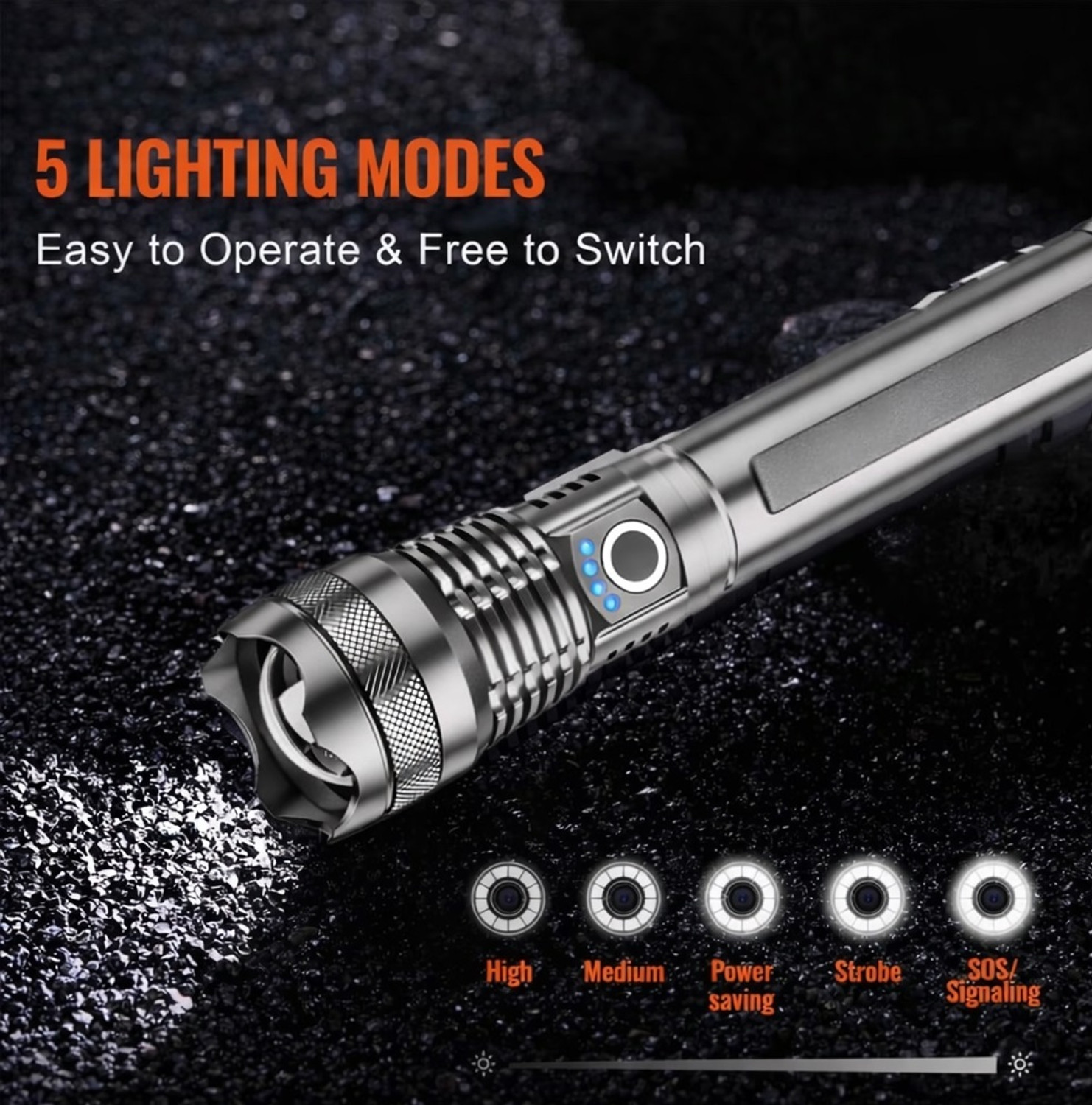 Image of HYMASA KZ-982 LED Torch Light, Zoomable Focus, Heavy Duty Rechargeable Flashlight 12 hrs Torch Emergency Light