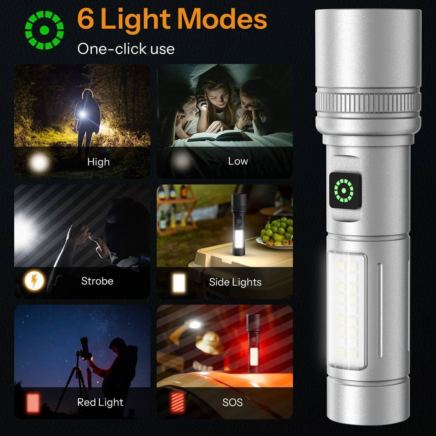 UN1QUE 1500mAh 1000 Lumens 6 Mode LED Flashlight - Image 3