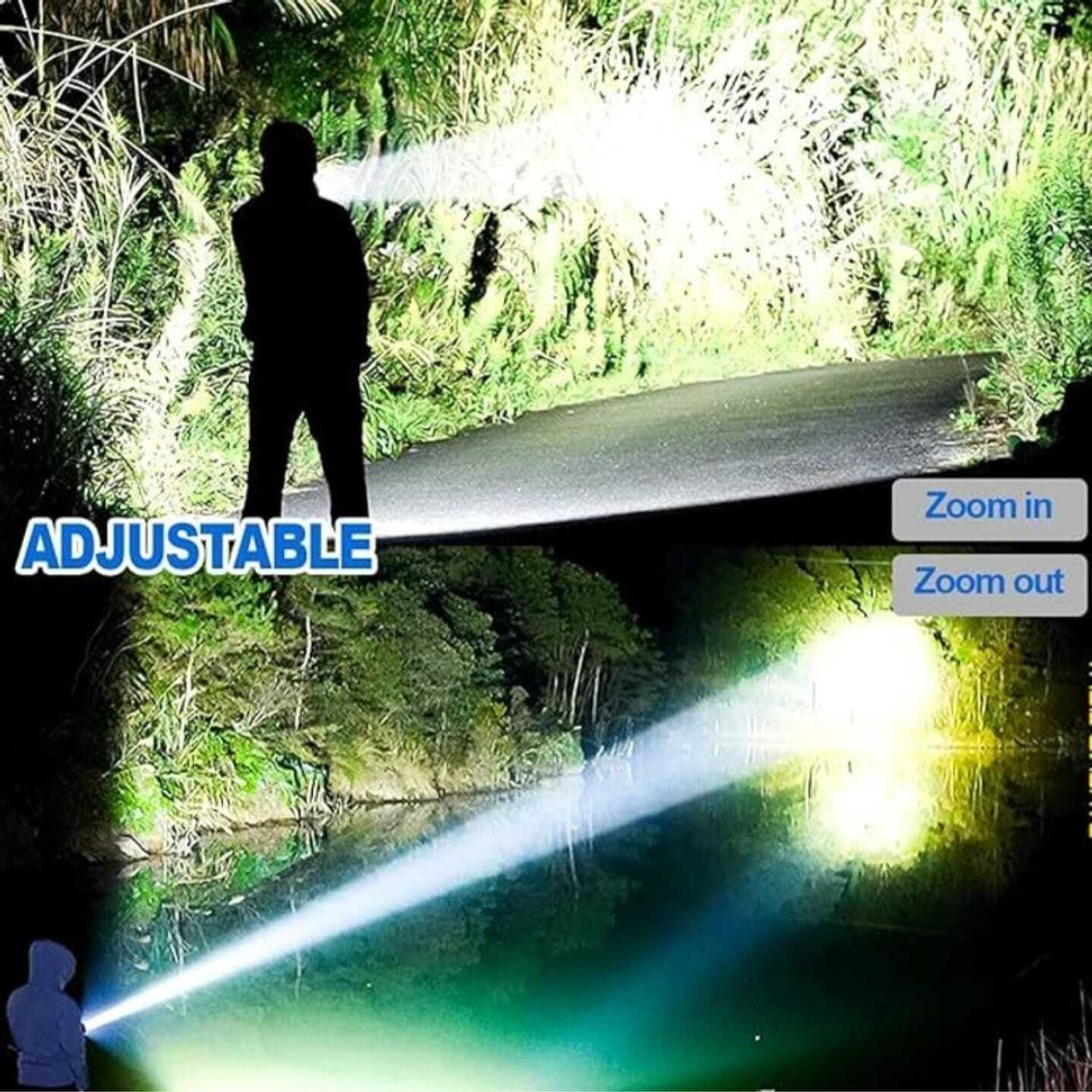 Image of Oximus Tactical Pro Flashlight | 10000 Lumens with Zoom & Dual Blinker LED COB Light Torch