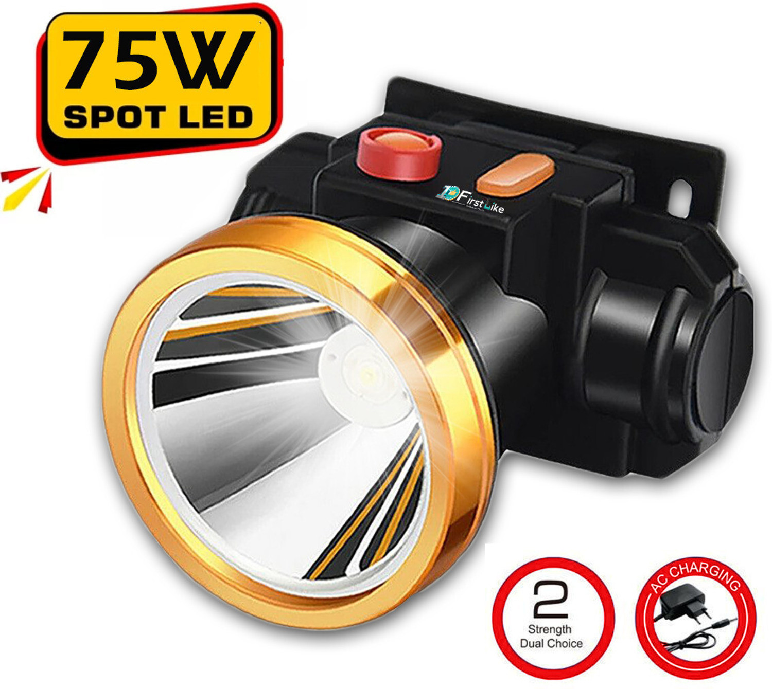 Image of VR Bright Lite Long range RECHARGEABLE HEAD LIGHT Torch 75W( WATERPOOF) R171 Torch (Black, 10 cm, Rechargeable)