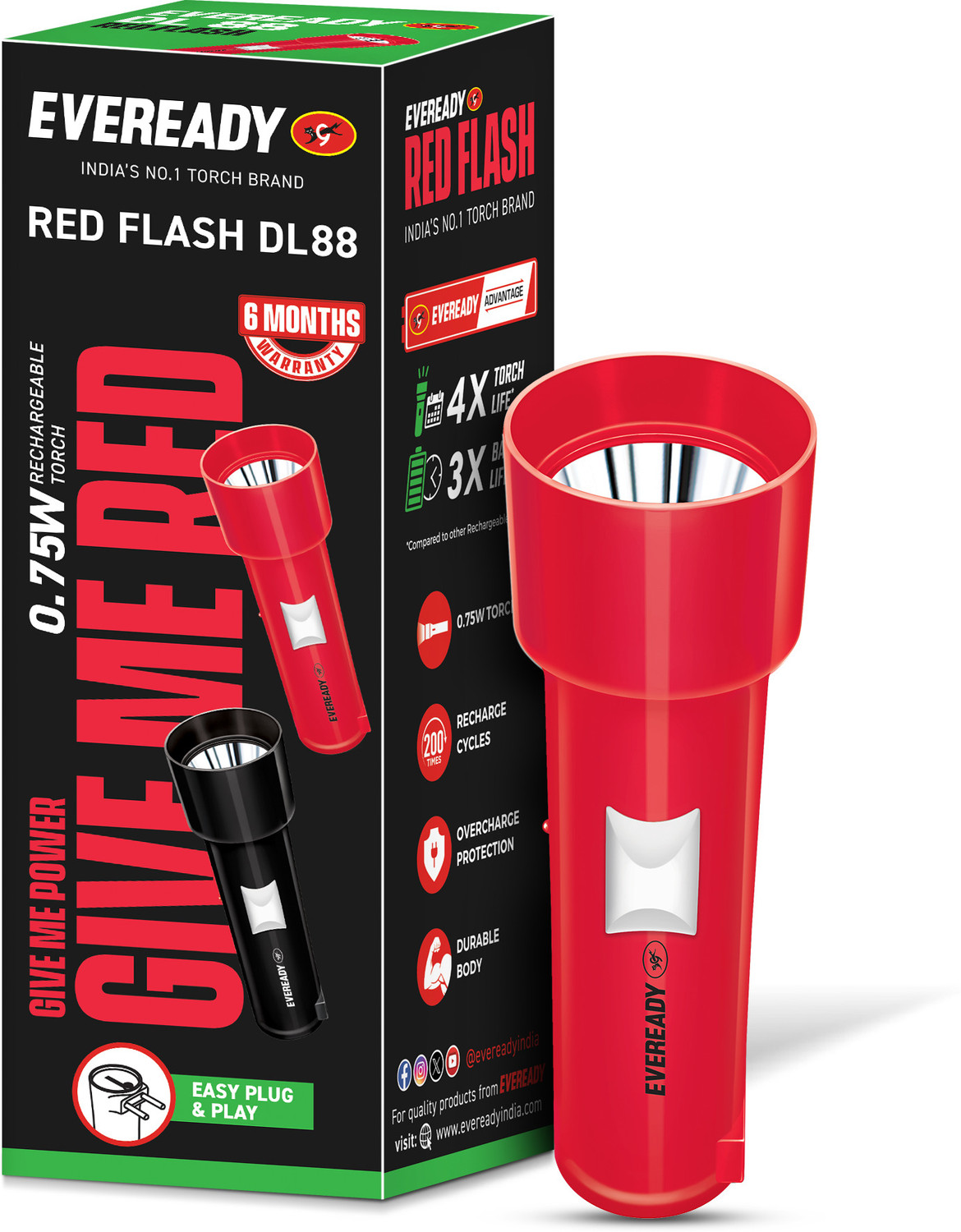 Image of EVEREADY Red Flash DL 88 0.75W LED Torch