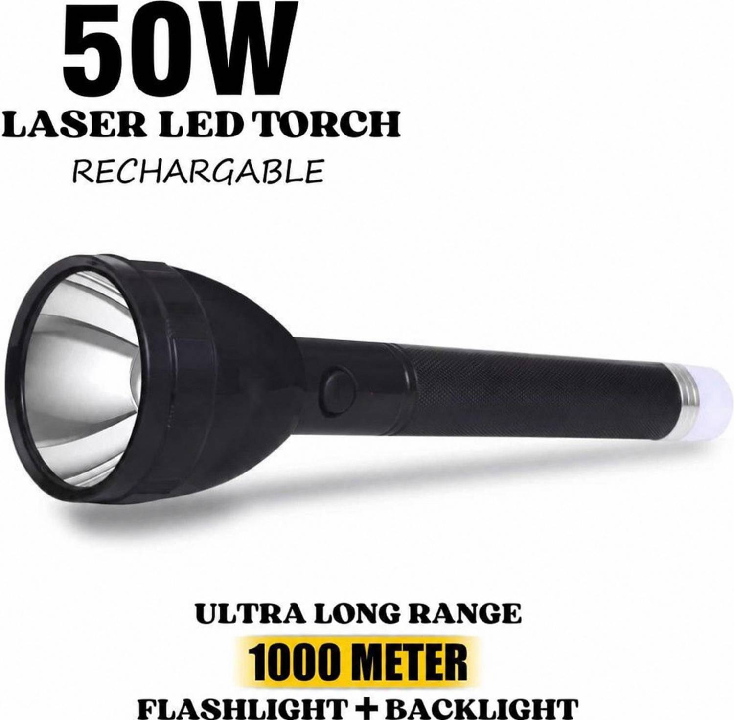 FIRSTLIKE Lithium Battery Long Range Led torch Light With Emergency Light/Back Light Torch